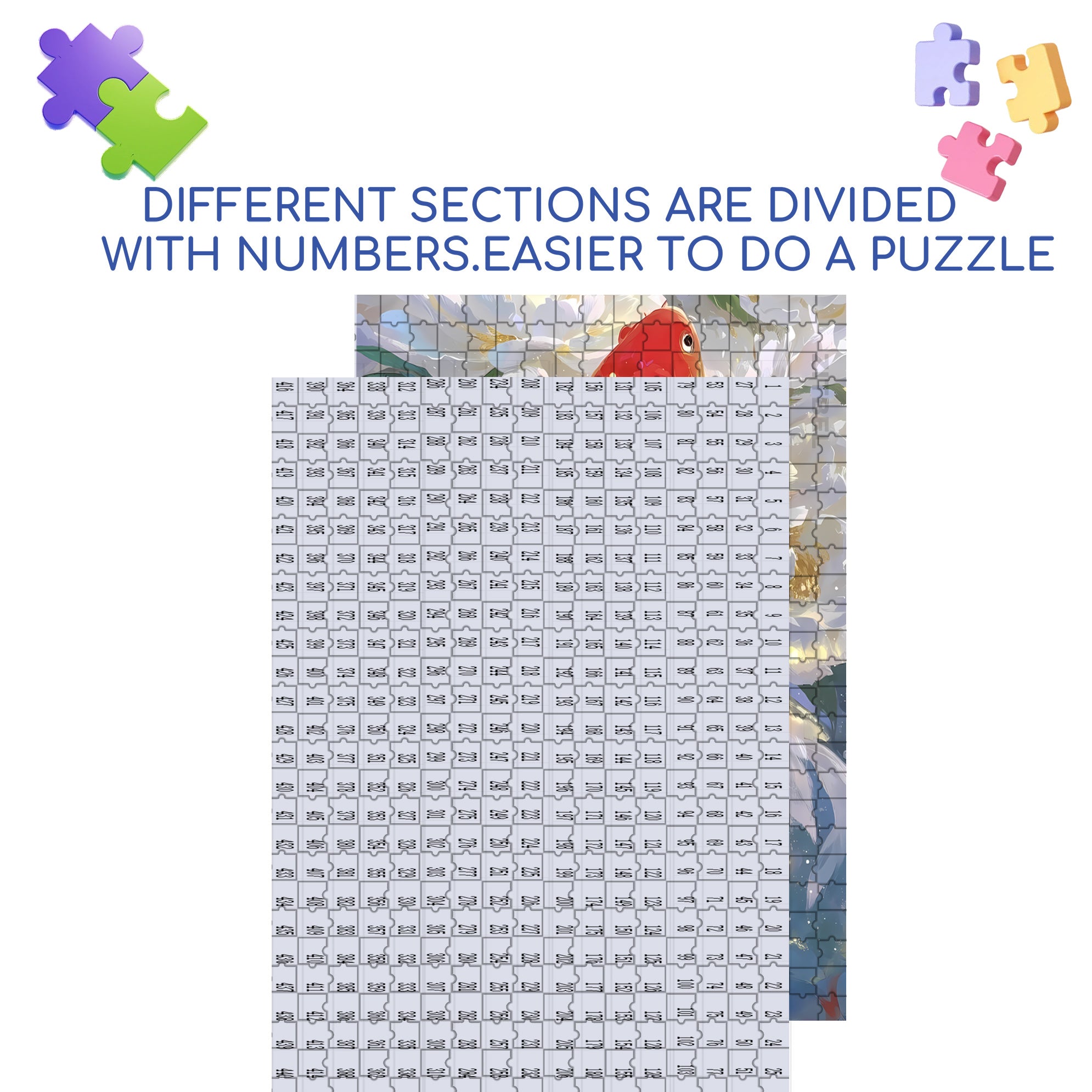 Koi 500pcs/1000pcs Jigsaw Puzzle, Scratch-Resistant, Interactive Family Game & Brain-Boosting DIY Decor, Perfect for Halloween, Christmas & New Year Gifts, Family Puzzle Game