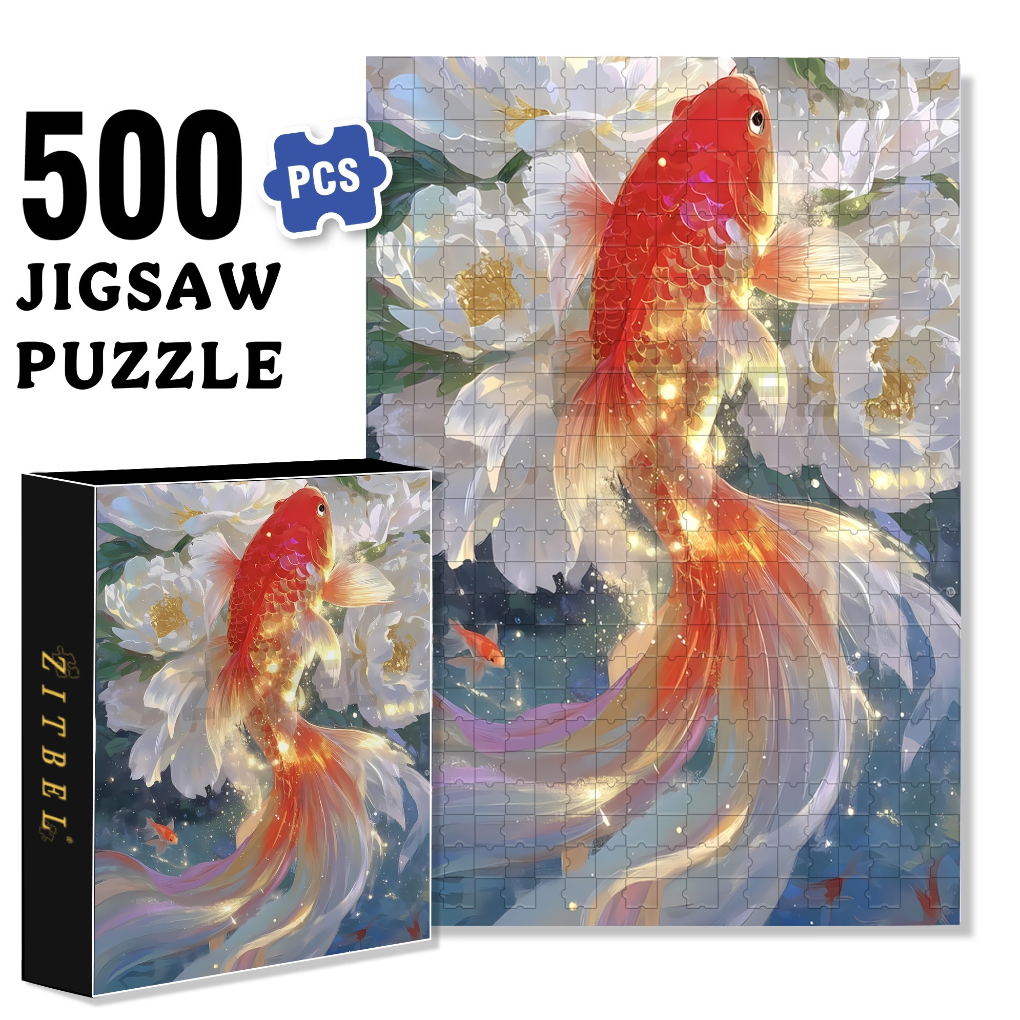 Koi 500pcs/1000pcs Jigsaw Puzzle, Scratch-Resistant, Interactive Family Game & Brain-Boosting DIY Decor, Perfect for Halloween, Christmas & New Year Gifts, Family Puzzle Game