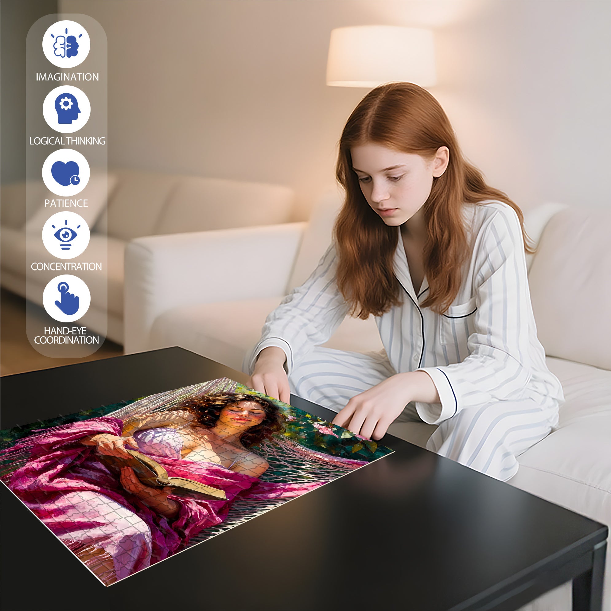 Lazy Afternoon 500pcs/1000pcs Jigsaw Puzzle, Scratch-Resistant, Interactive Family Game & Brain-Boosting DIY Decor, Perfect for Halloween, Christmas & New Year Gifts, Family Puzzle Game