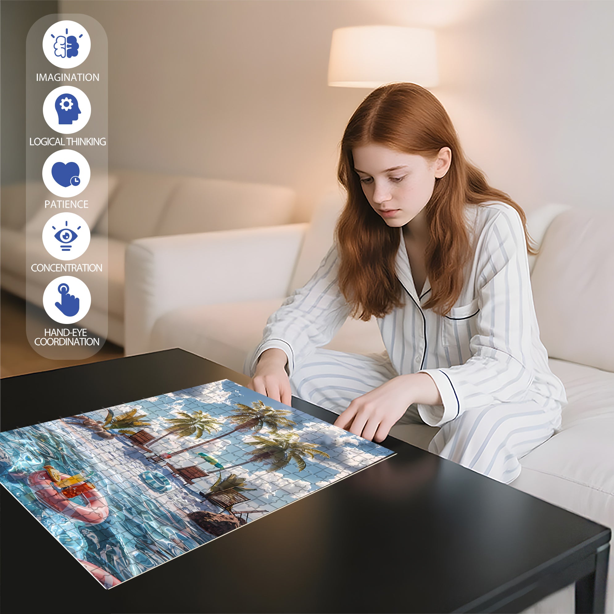 Let's Go Swimming 500pcs/1000pcs Jigsaw Puzzle, Scratch-Resistant, Interactive Family Game & Brain-Boosting DIY Decor, Perfect for Halloween, Christmas & New Year Gifts, Family Puzzle Game