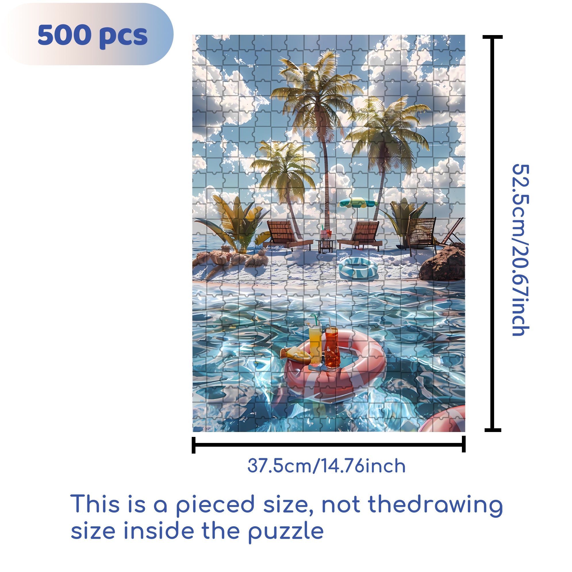 Let's Go Swimming 500pcs/1000pcs Jigsaw Puzzle, Scratch-Resistant, Interactive Family Game & Brain-Boosting DIY Decor, Perfect for Halloween, Christmas & New Year Gifts, Family Puzzle Game