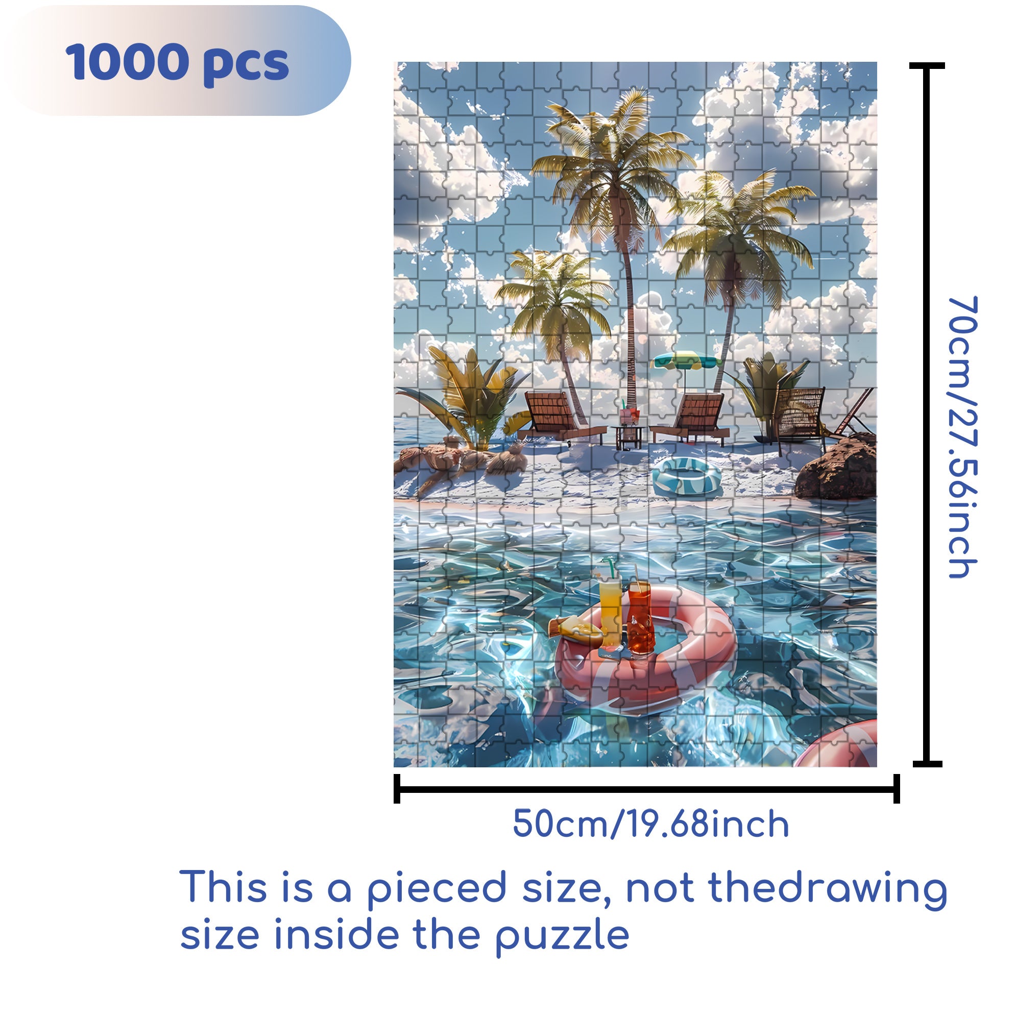 Let's Go Swimming 500pcs/1000pcs Jigsaw Puzzle, Scratch-Resistant, Interactive Family Game & Brain-Boosting DIY Decor, Perfect for Halloween, Christmas & New Year Gifts, Family Puzzle Game