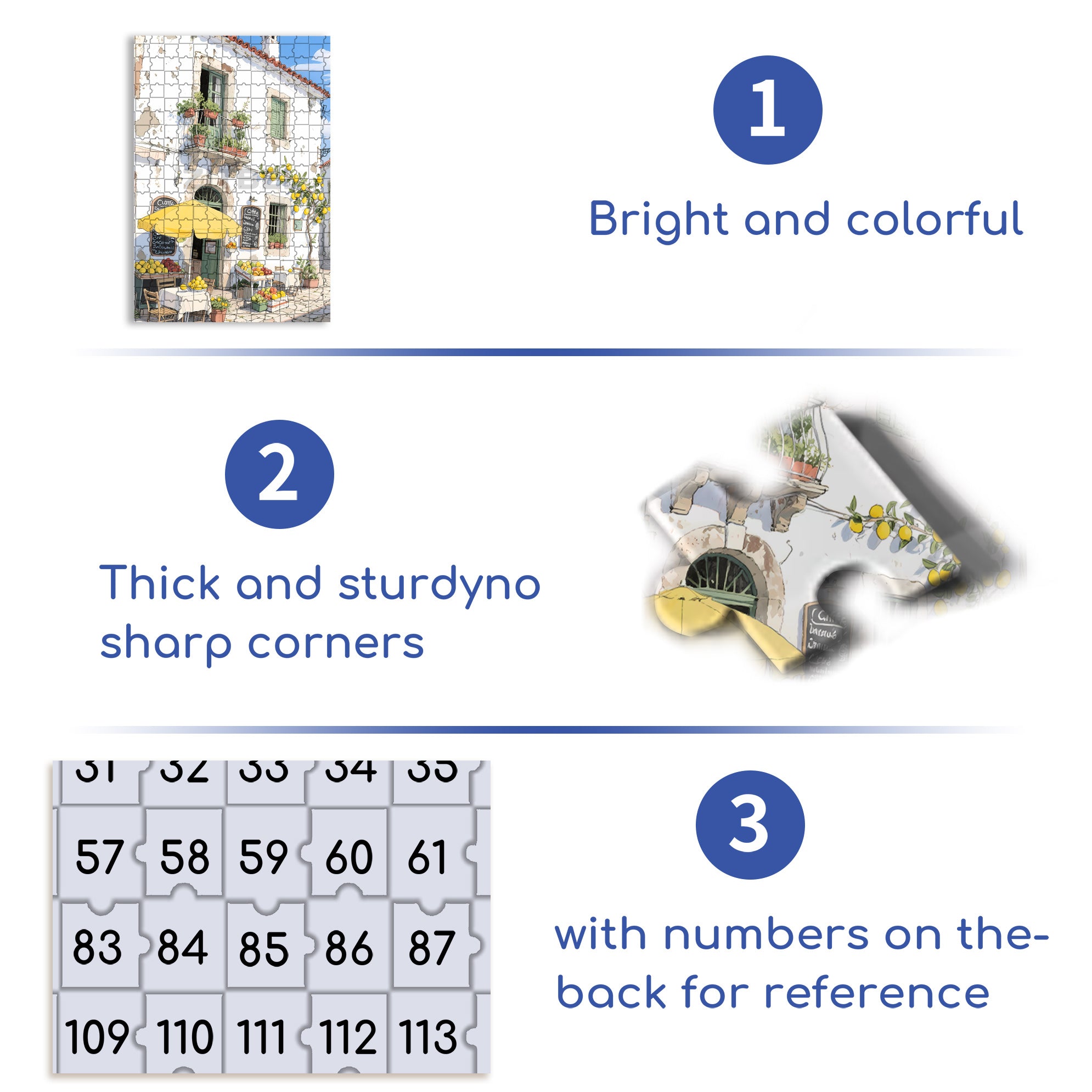 Mediterranean Style 500pcs/1000pcs Jigsaw Puzzle, Scratch-Resistant, Interactive Family Game & Brain-Boosting DIY Decor, Perfect for Halloween, Christmas & New Year Gifts, Family Puzzle Game