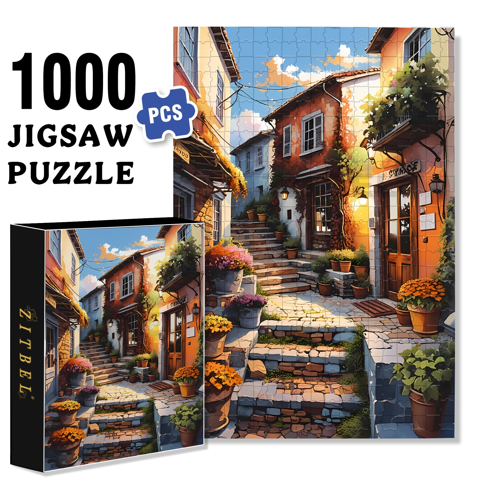Old City 500pcs/1000pcs Jigsaw Puzzle, Scratch-Resistant, Interactive Family Game & Brain-Boosting DIY Decor, Perfect for Halloween, Christmas & New Year Gifts, Family Puzzle Game