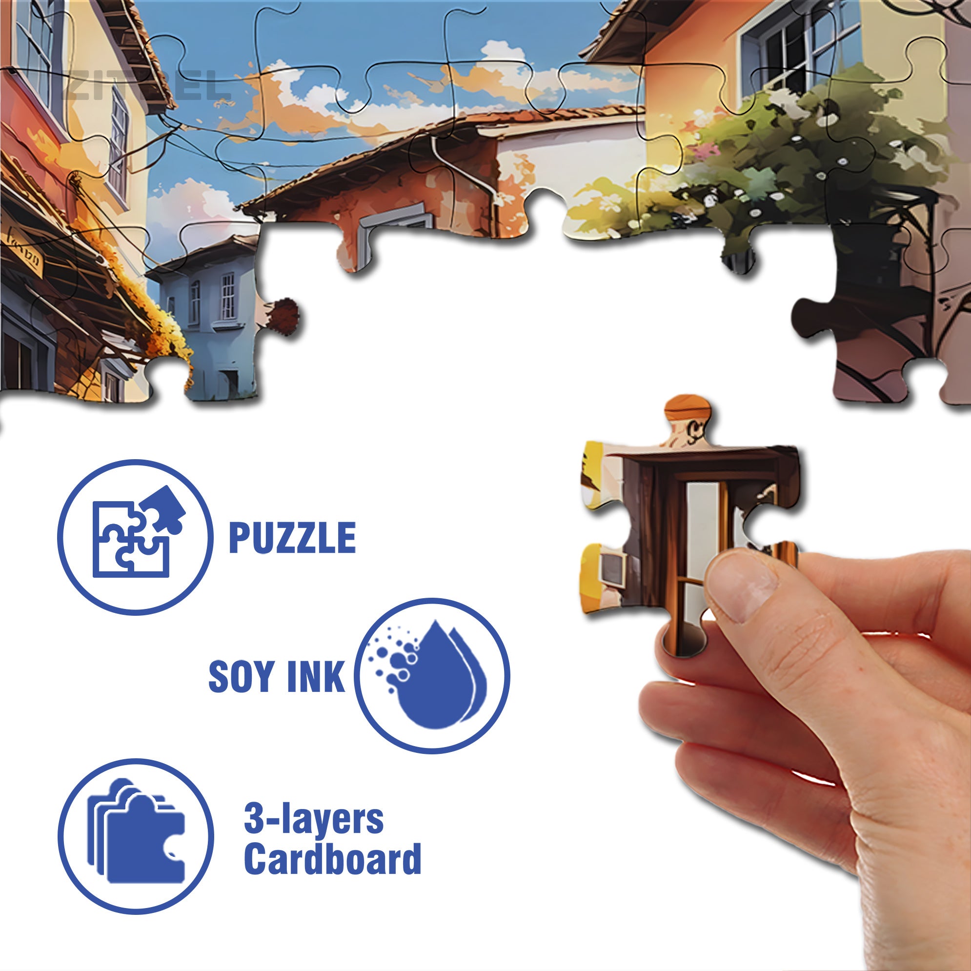 Old City 500pcs/1000pcs Jigsaw Puzzle, Scratch-Resistant, Interactive Family Game & Brain-Boosting DIY Decor, Perfect for Halloween, Christmas & New Year Gifts, Family Puzzle Game