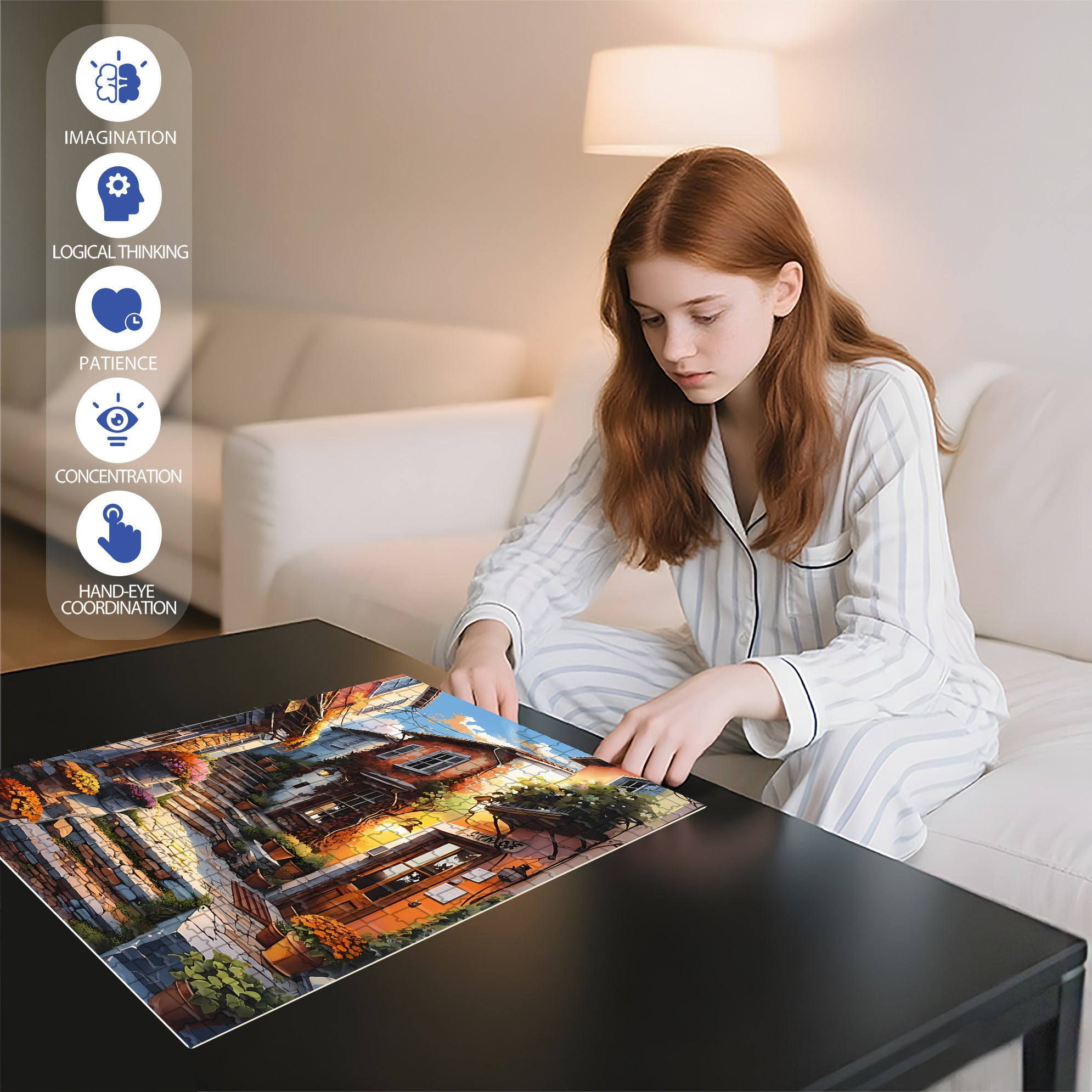 Old City 500pcs/1000pcs Jigsaw Puzzle, Scratch-Resistant, Interactive Family Game & Brain-Boosting DIY Decor, Perfect for Halloween, Christmas & New Year Gifts, Family Puzzle Game