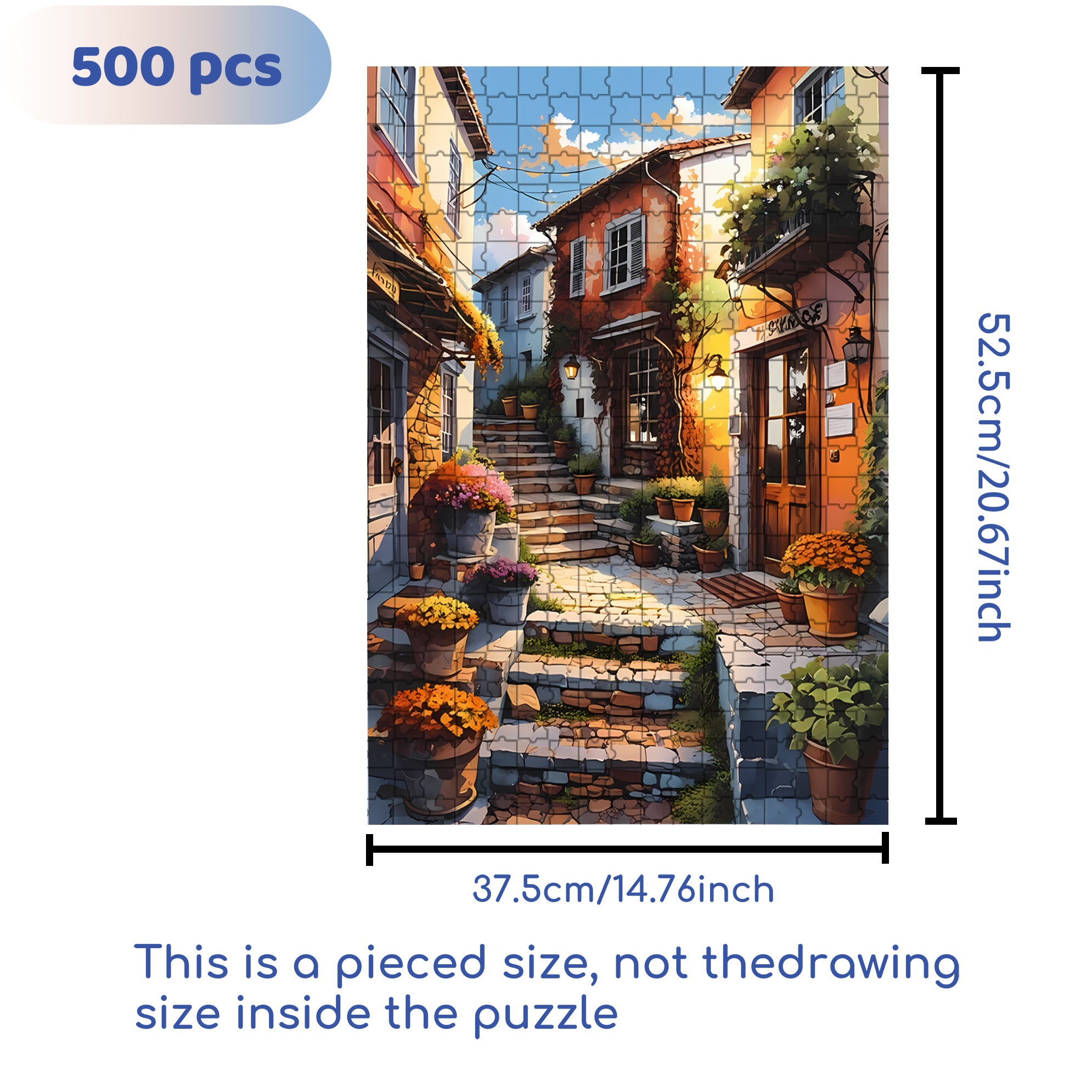Old City 500pcs/1000pcs Jigsaw Puzzle, Scratch-Resistant, Interactive Family Game & Brain-Boosting DIY Decor, Perfect for Halloween, Christmas & New Year Gifts, Family Puzzle Game