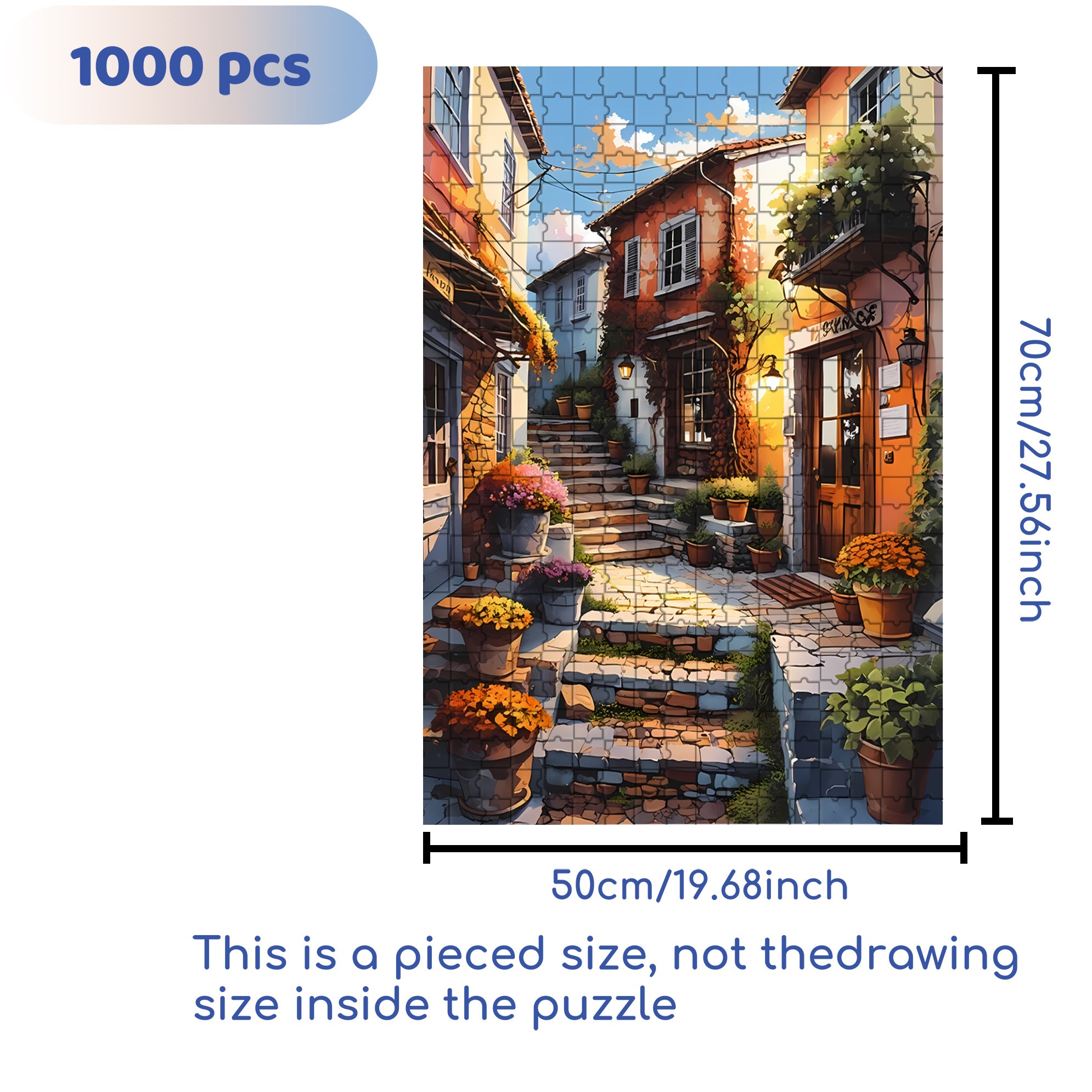 Old City 500pcs/1000pcs Jigsaw Puzzle, Scratch-Resistant, Interactive Family Game & Brain-Boosting DIY Decor, Perfect for Halloween, Christmas & New Year Gifts, Family Puzzle Game
