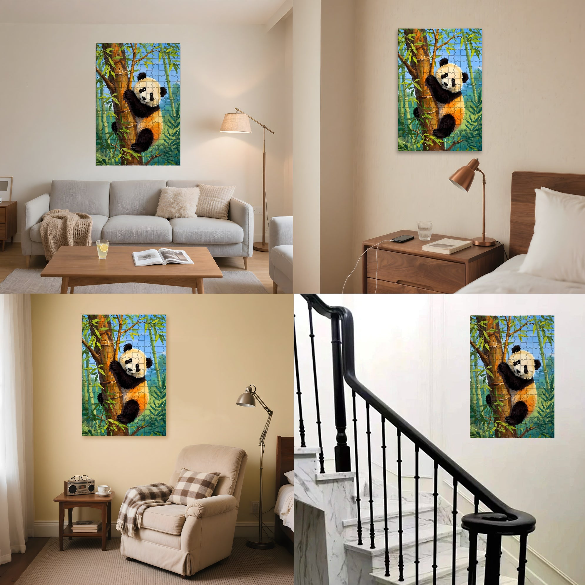 Panda 500pcs/1000pcs Jigsaw Puzzle, Scratch-Resistant, Interactive Family Game & Brain-Boosting DIY Decor, Perfect for Halloween, Christmas & New Year Gifts, Family Puzzle Game