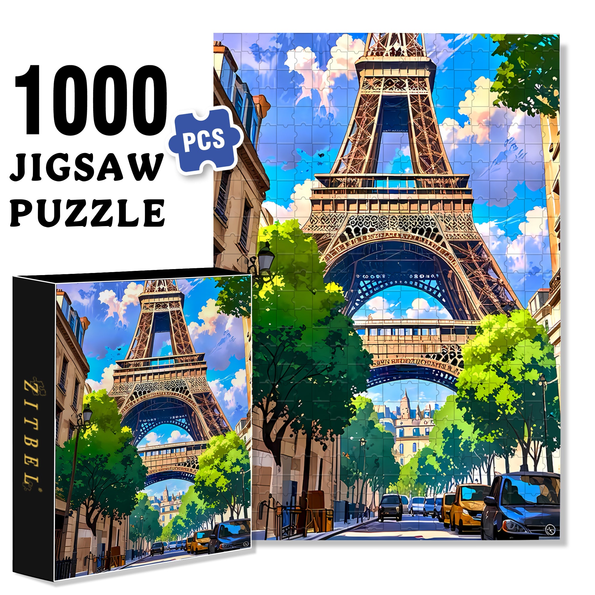 Paris Streets 500pcs/1000pcs Jigsaw Puzzle, Scratch-Resistant, Interactive Family Game & Brain-Boosting DIY Decor, Perfect for Halloween, Christmas & New Year Gifts, Family Puzzle Game