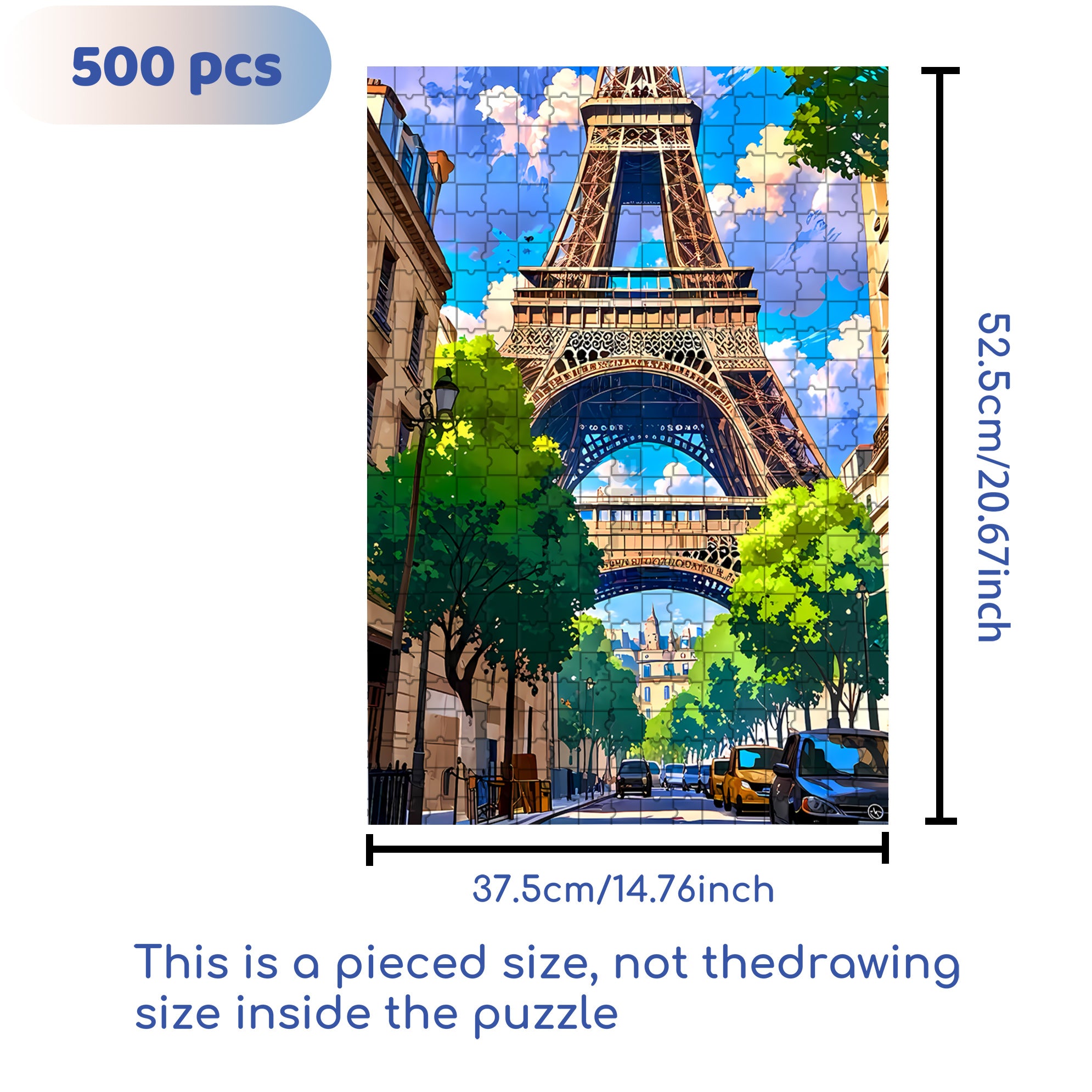 Paris Streets 500pcs/1000pcs Jigsaw Puzzle, Scratch-Resistant, Interactive Family Game & Brain-Boosting DIY Decor, Perfect for Halloween, Christmas & New Year Gifts, Family Puzzle Game