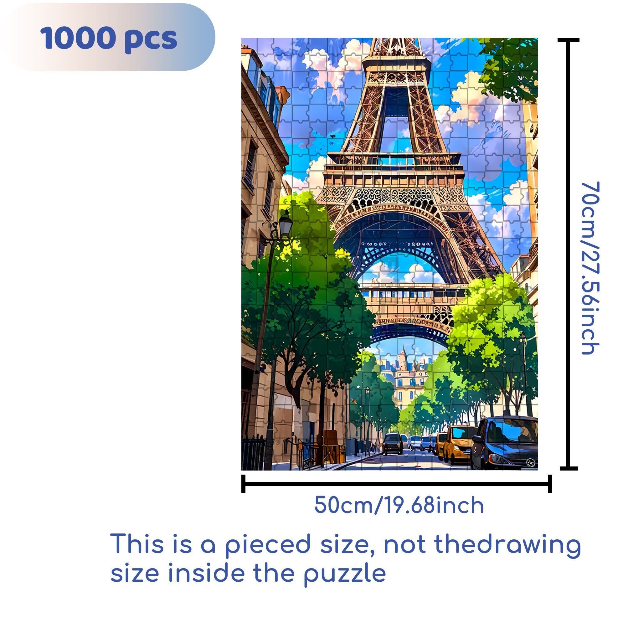 Paris Streets 500pcs/1000pcs Jigsaw Puzzle, Scratch-Resistant, Interactive Family Game & Brain-Boosting DIY Decor, Perfect for Halloween, Christmas & New Year Gifts, Family Puzzle Game