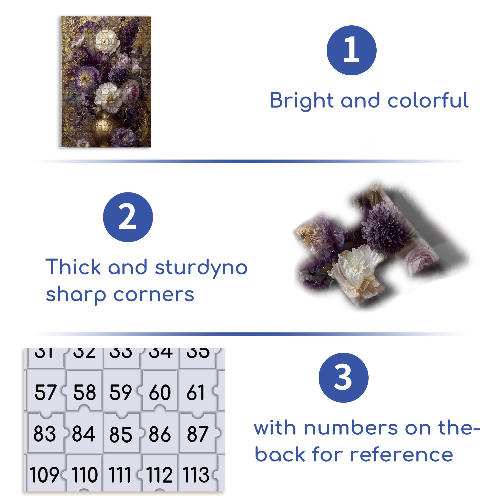 Purple Bouquet 500pcs/1000pcs Jigsaw Puzzle, Scratch-Resistant, Interactive Family Game & Brain-Boosting DIY Decor, Perfect for Halloween, Christmas & New Year Gifts, Family Puzzle Game