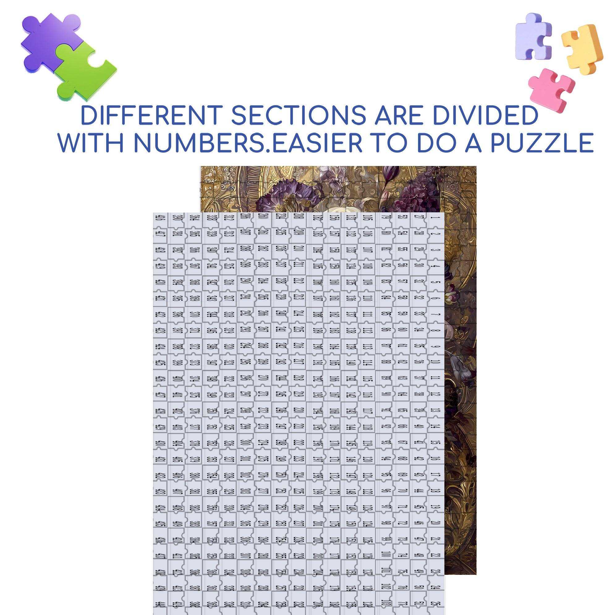 Purple Bouquet 500pcs/1000pcs Jigsaw Puzzle, Scratch-Resistant, Interactive Family Game & Brain-Boosting DIY Decor, Perfect for Halloween, Christmas & New Year Gifts, Family Puzzle Game
