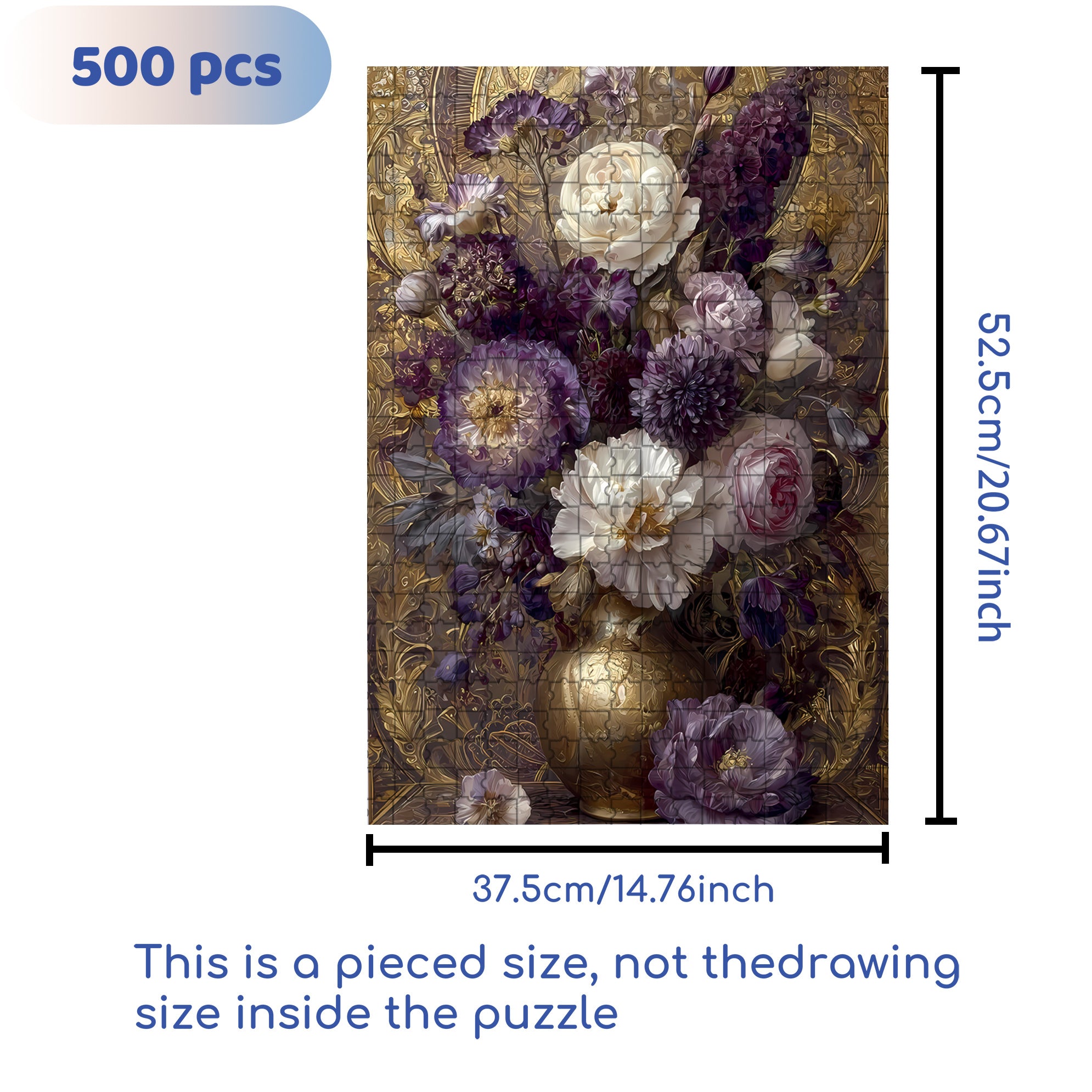 Purple Bouquet 500pcs/1000pcs Jigsaw Puzzle, Scratch-Resistant, Interactive Family Game & Brain-Boosting DIY Decor, Perfect for Halloween, Christmas & New Year Gifts, Family Puzzle Game