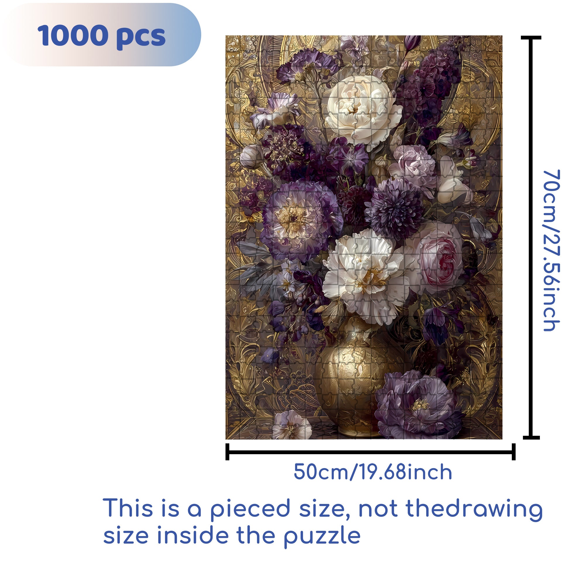 Purple Bouquet 500pcs/1000pcs Jigsaw Puzzle, Scratch-Resistant, Interactive Family Game & Brain-Boosting DIY Decor, Perfect for Halloween, Christmas & New Year Gifts, Family Puzzle Game