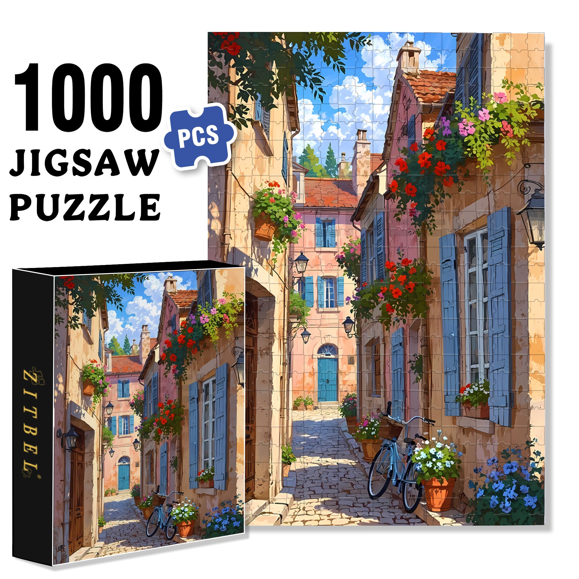 Quiet Town 500pcs/1000pcs Jigsaw Puzzle, Scratch-Resistant, Interactive Family Game & Brain-Boosting DIY Decor, Perfect for Halloween, Christmas & New Year Gifts, Family Puzzle Game