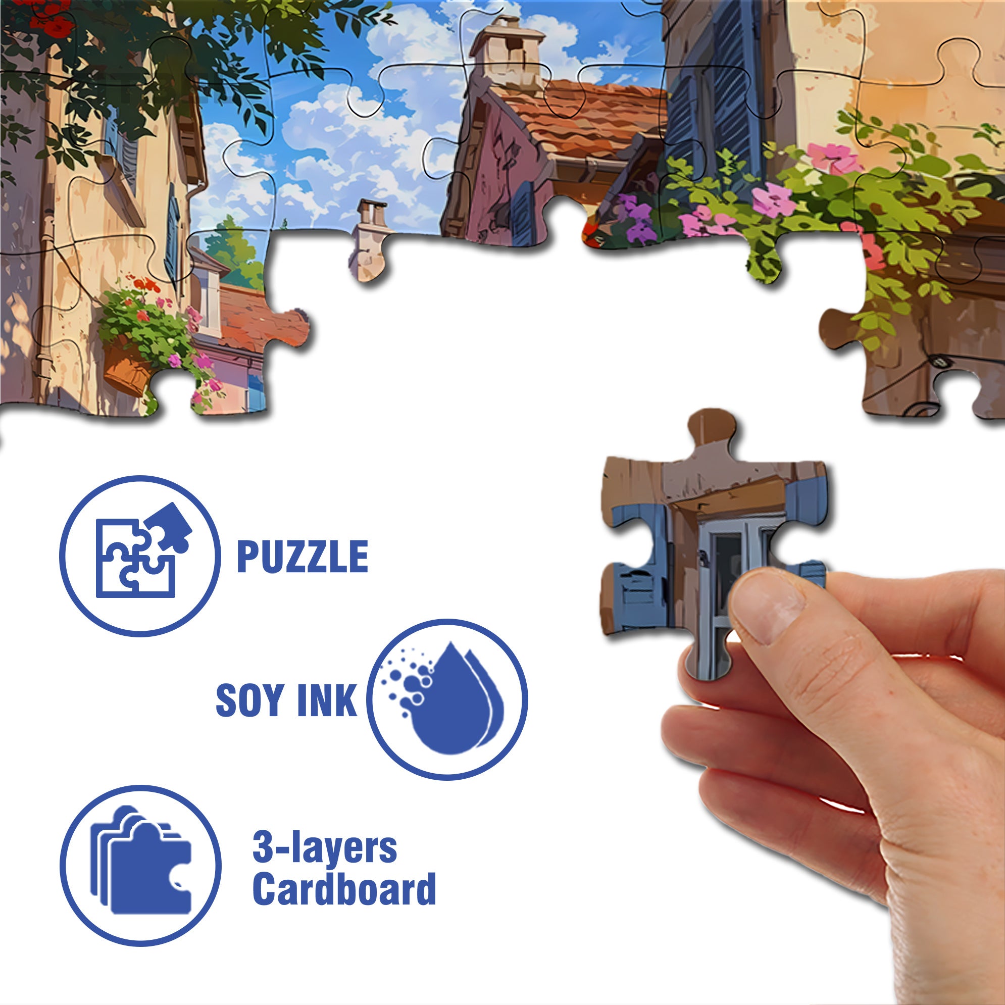 Quiet Town 500pcs/1000pcs Jigsaw Puzzle, Scratch-Resistant, Interactive Family Game & Brain-Boosting DIY Decor, Perfect for Halloween, Christmas & New Year Gifts, Family Puzzle Game