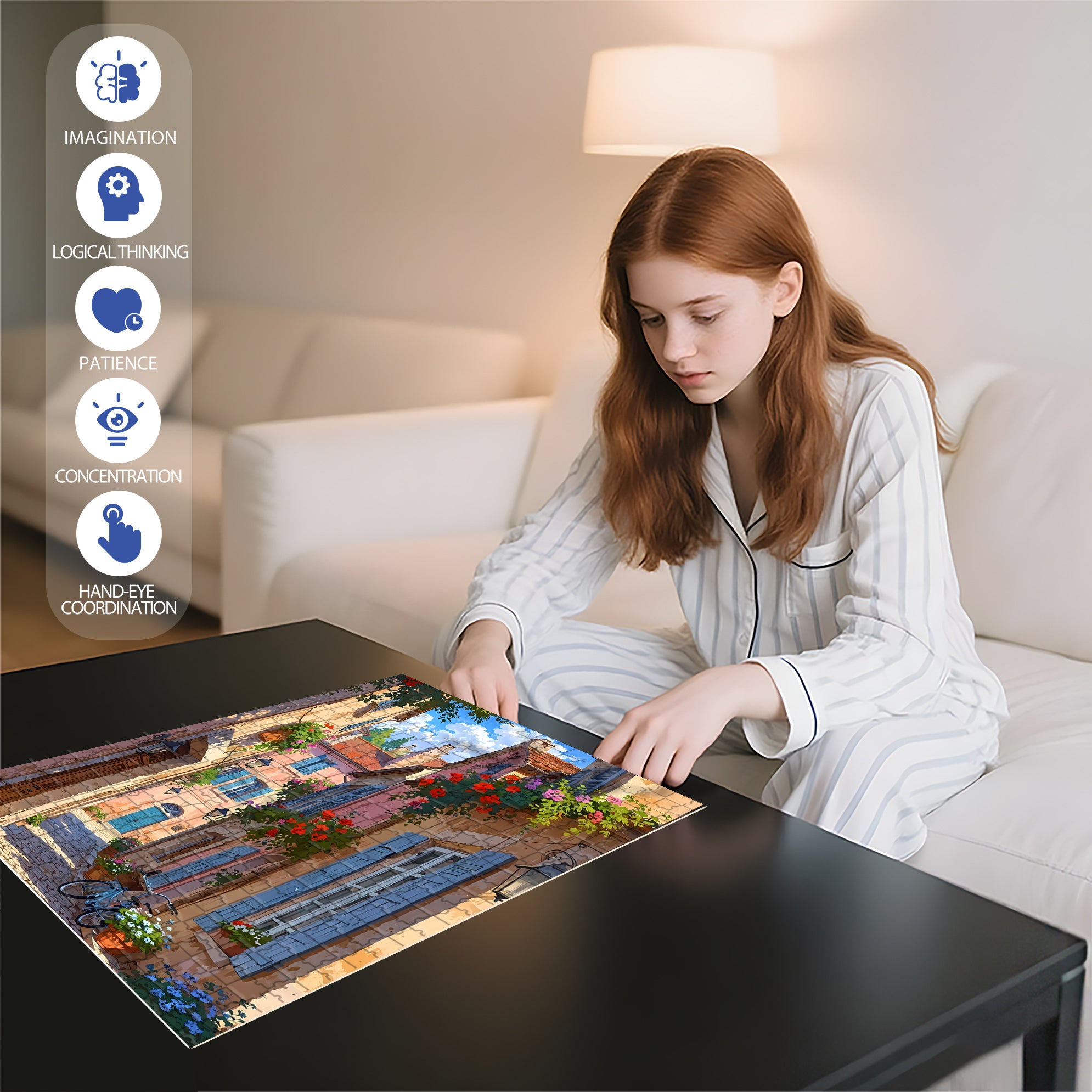 Quiet Town 500pcs/1000pcs Jigsaw Puzzle, Scratch-Resistant, Interactive Family Game & Brain-Boosting DIY Decor, Perfect for Halloween, Christmas & New Year Gifts, Family Puzzle Game