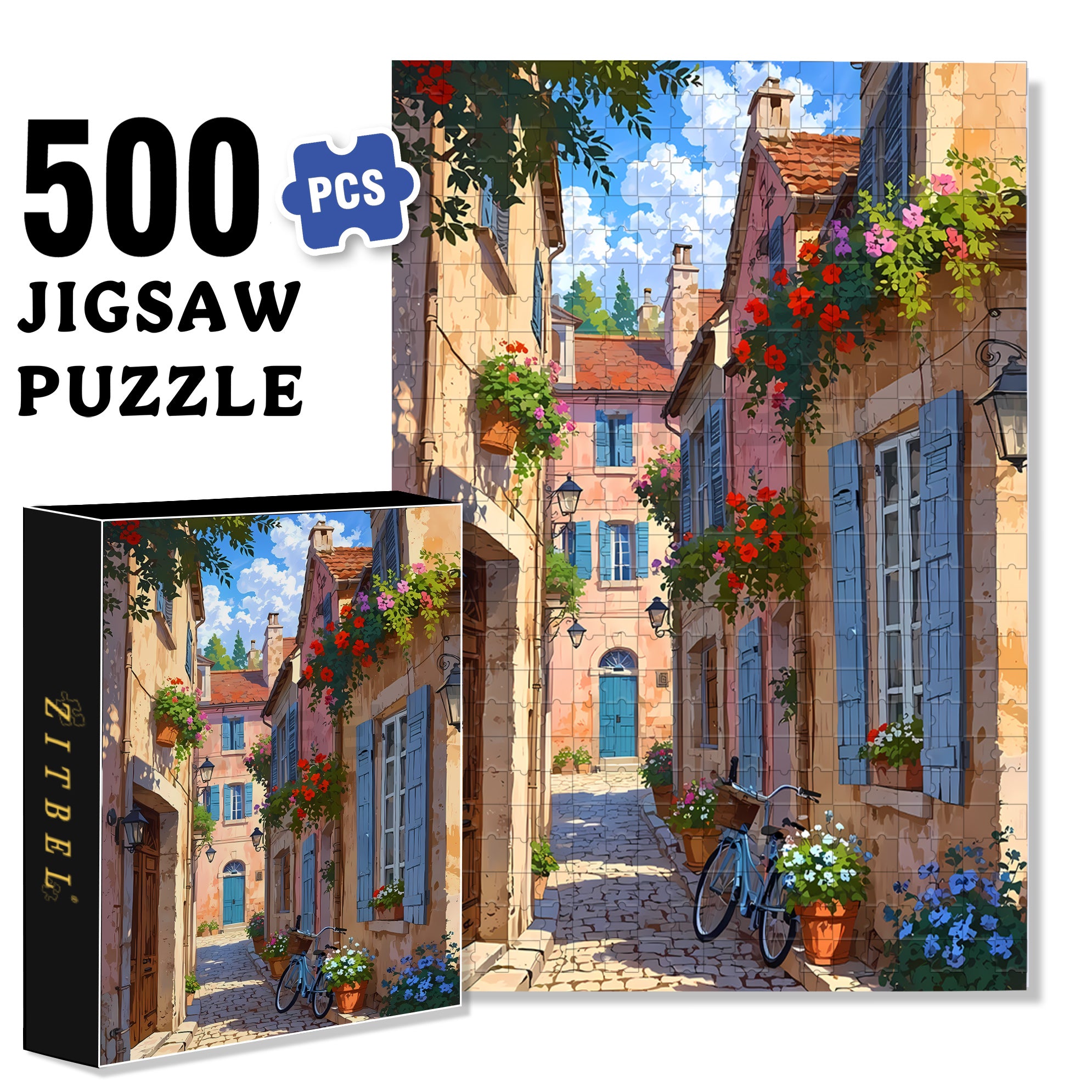 Quiet Town 500pcs/1000pcs Jigsaw Puzzle, Scratch-Resistant, Interactive Family Game & Brain-Boosting DIY Decor, Perfect for Halloween, Christmas & New Year Gifts, Family Puzzle Game