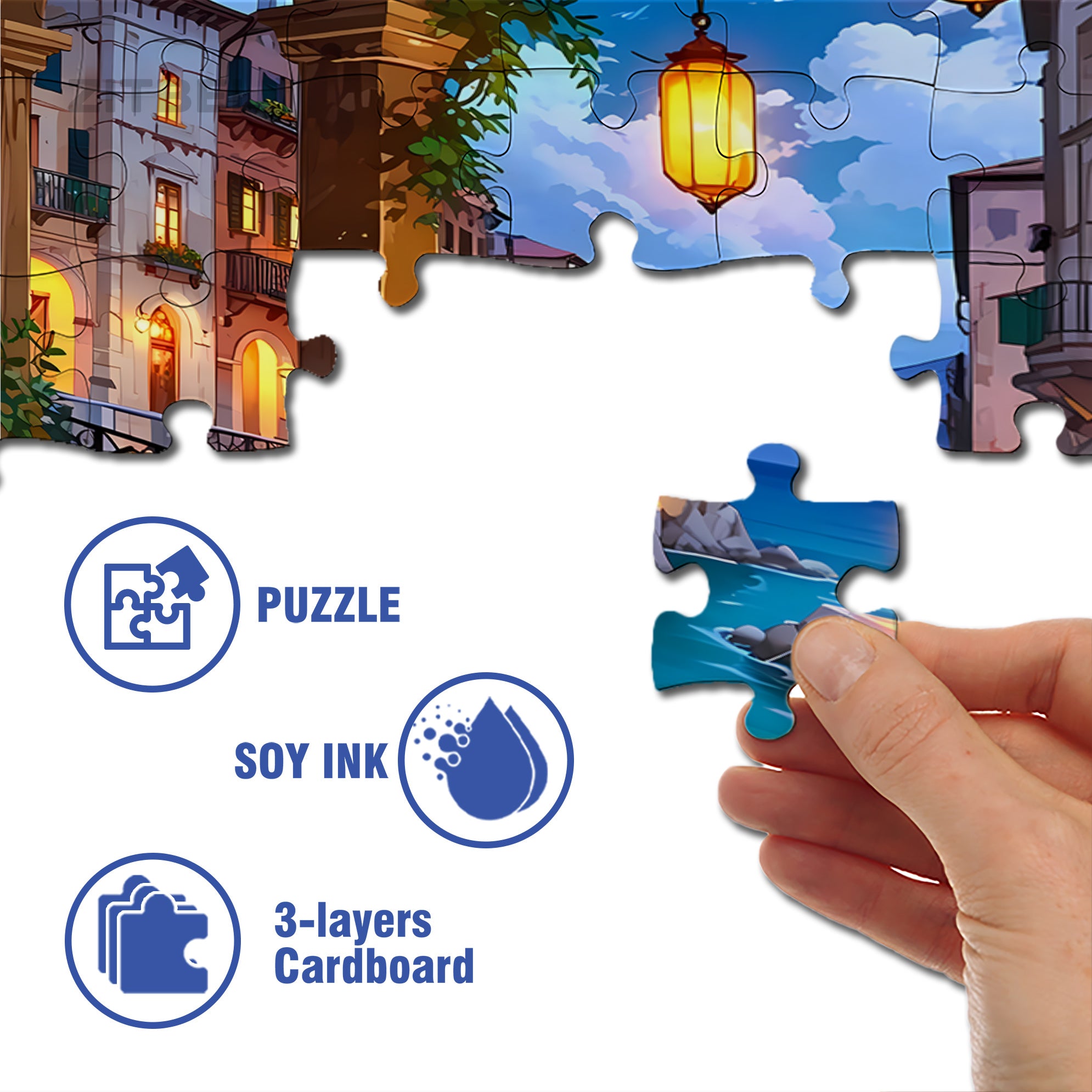 Romantic Restaurants 500pcs/1000pcs Jigsaw Puzzle, Scratch-Resistant, Interactive Family Game & Brain-Boosting DIY Decor, Perfect for Halloween, Christmas & New Year Gifts, Family Puzzle Game