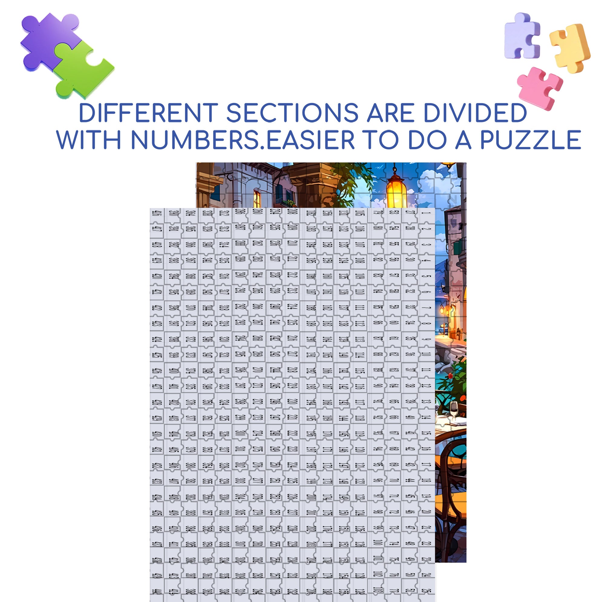 Romantic Restaurants 500pcs/1000pcs Jigsaw Puzzle, Scratch-Resistant, Interactive Family Game & Brain-Boosting DIY Decor, Perfect for Halloween, Christmas & New Year Gifts, Family Puzzle Game