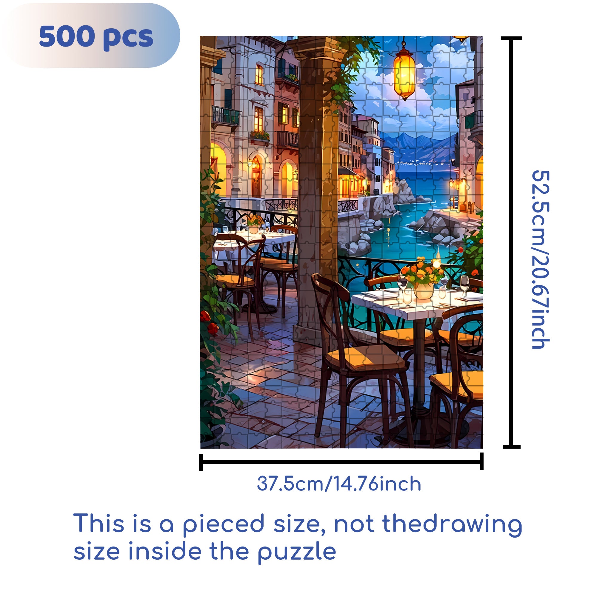 Romantic Restaurants 500pcs/1000pcs Jigsaw Puzzle, Scratch-Resistant, Interactive Family Game & Brain-Boosting DIY Decor, Perfect for Halloween, Christmas & New Year Gifts, Family Puzzle Game