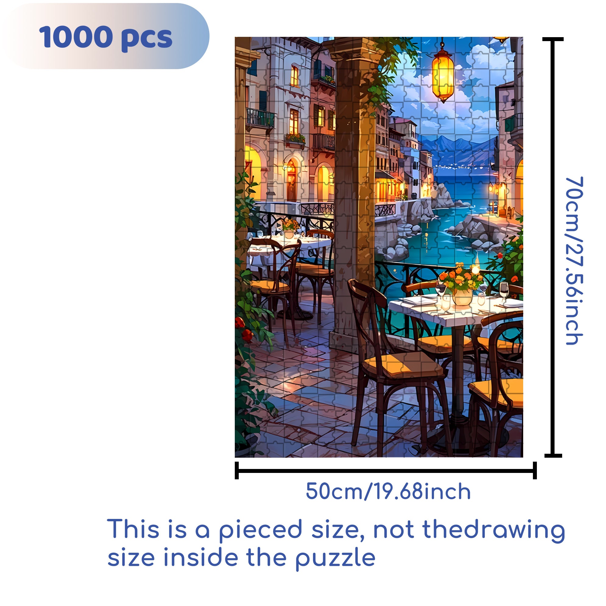 Romantic Restaurants 500pcs/1000pcs Jigsaw Puzzle, Scratch-Resistant, Interactive Family Game & Brain-Boosting DIY Decor, Perfect for Halloween, Christmas & New Year Gifts, Family Puzzle Game