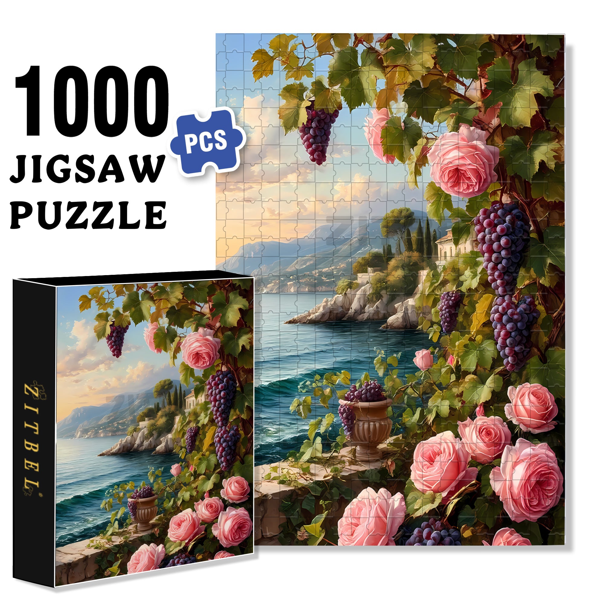Roses and Grapes 500pcs/1000pcs Jigsaw Puzzle, Scratch-Resistant, Interactive Family Game & Brain-Boosting DIY Decor, Perfect for Halloween, Christmas & New Year Gifts, Family Puzzle Game