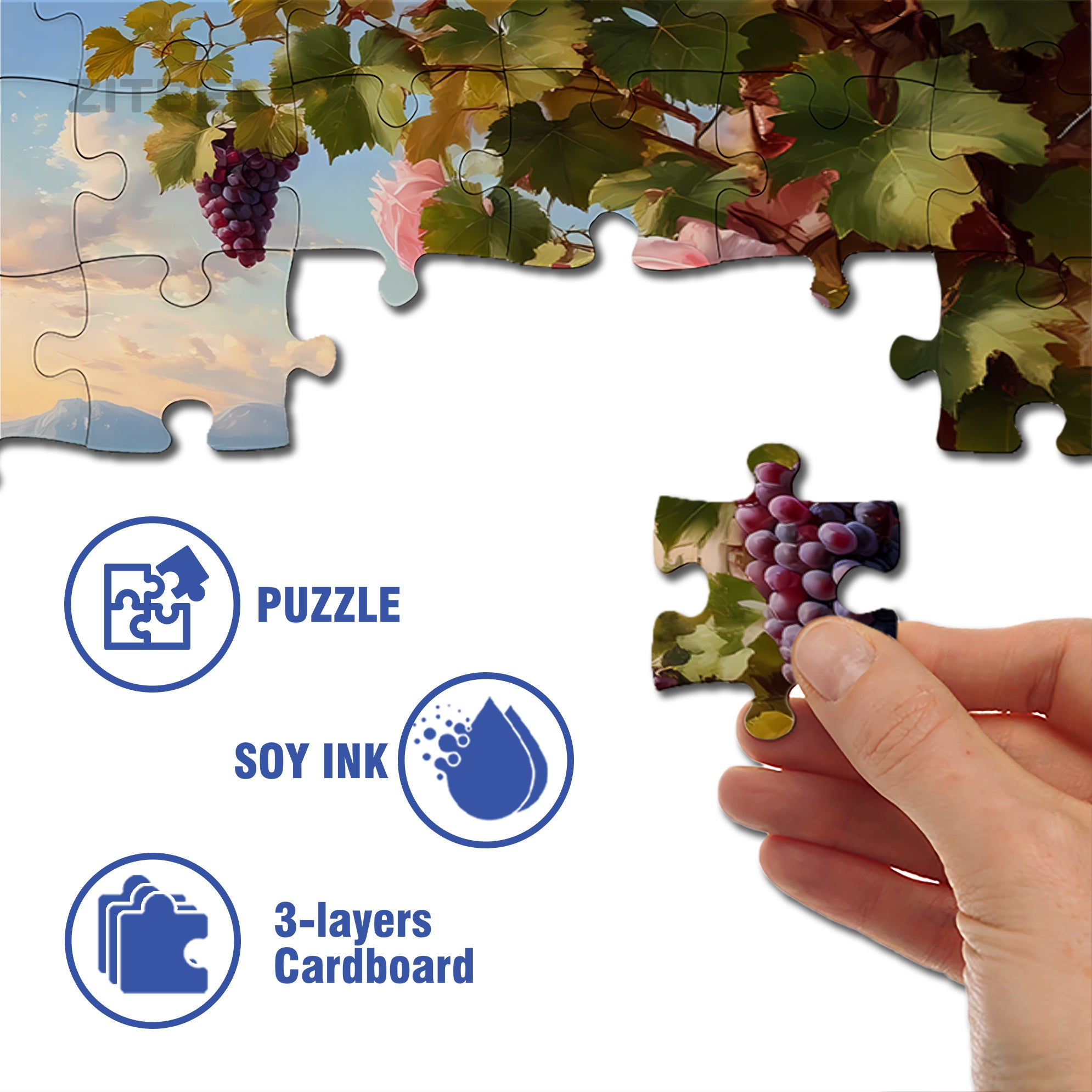Roses and Grapes 500pcs/1000pcs Jigsaw Puzzle, Scratch-Resistant, Interactive Family Game & Brain-Boosting DIY Decor, Perfect for Halloween, Christmas & New Year Gifts, Family Puzzle Game