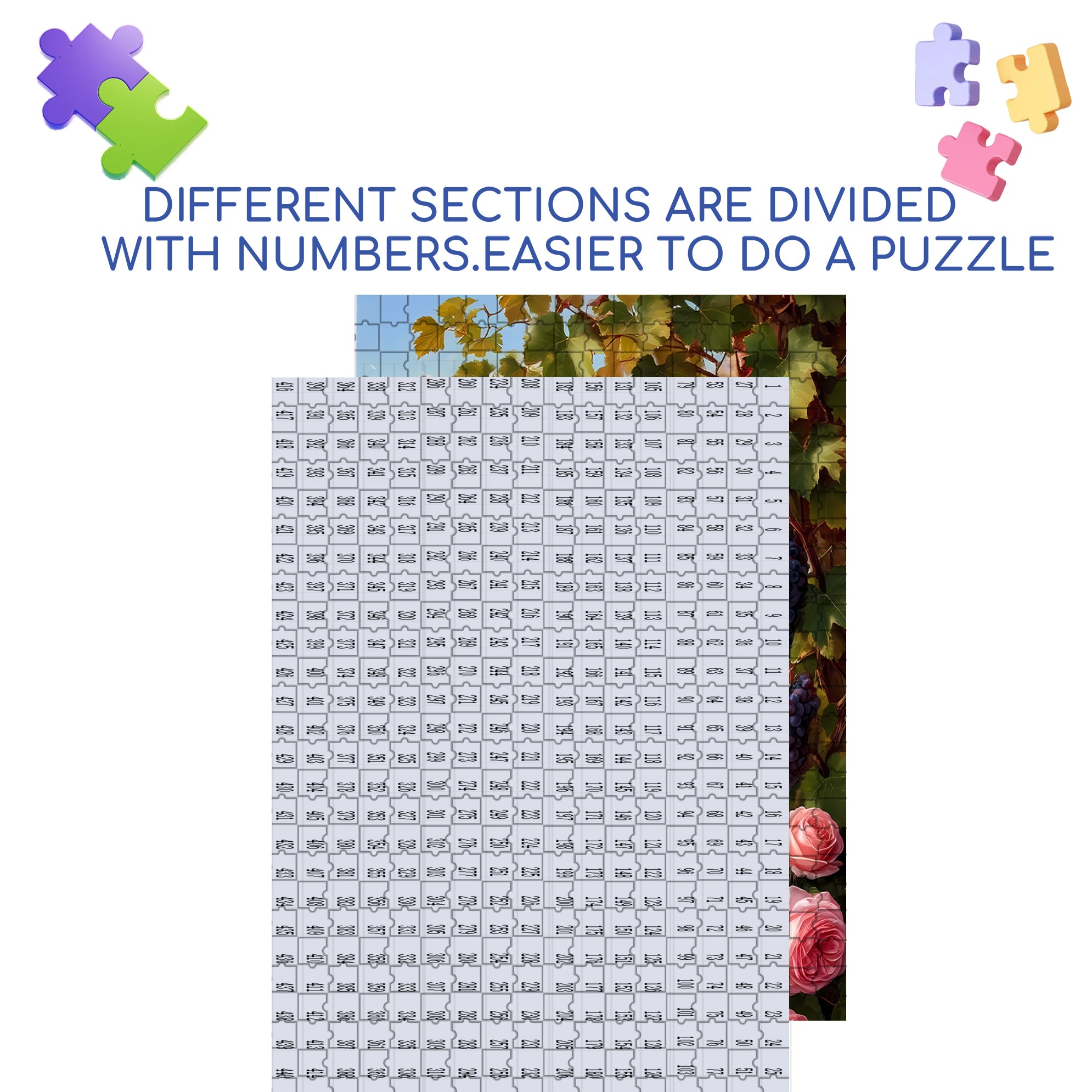 Roses and Grapes 500pcs/1000pcs Jigsaw Puzzle, Scratch-Resistant, Interactive Family Game & Brain-Boosting DIY Decor, Perfect for Halloween, Christmas & New Year Gifts, Family Puzzle Game