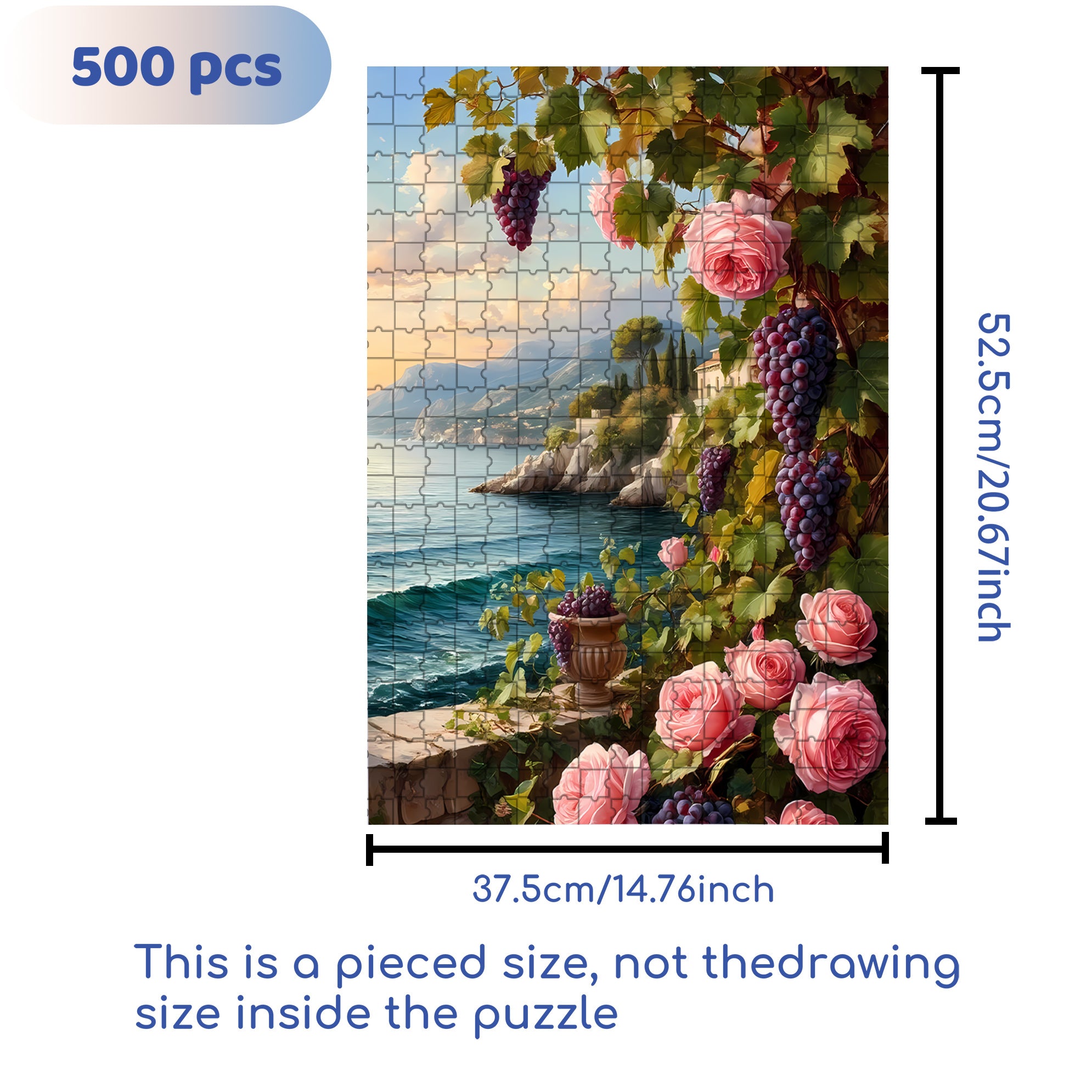 Roses and Grapes 500pcs/1000pcs Jigsaw Puzzle, Scratch-Resistant, Interactive Family Game & Brain-Boosting DIY Decor, Perfect for Halloween, Christmas & New Year Gifts, Family Puzzle Game