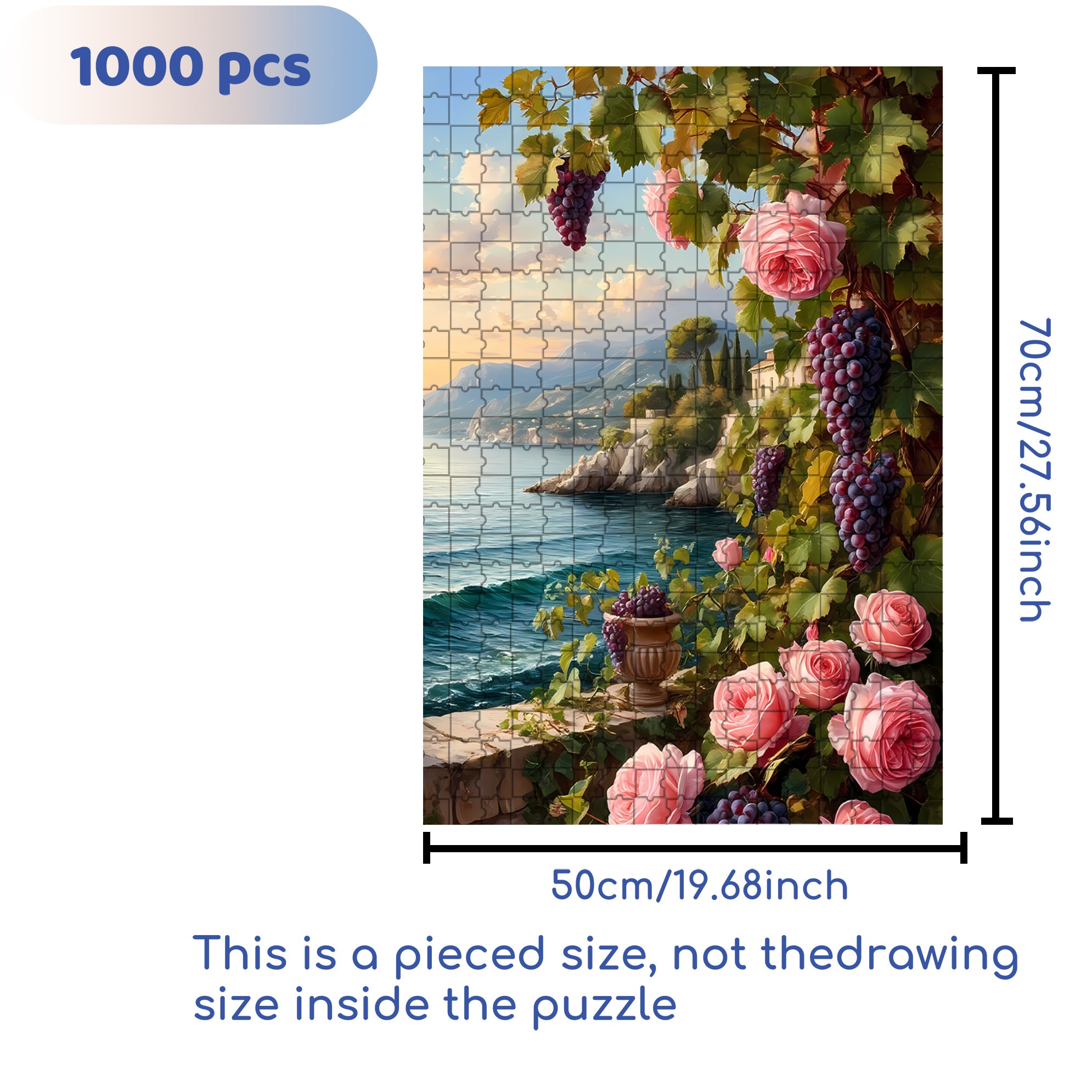 Roses and Grapes 500pcs/1000pcs Jigsaw Puzzle, Scratch-Resistant, Interactive Family Game & Brain-Boosting DIY Decor, Perfect for Halloween, Christmas & New Year Gifts, Family Puzzle Game