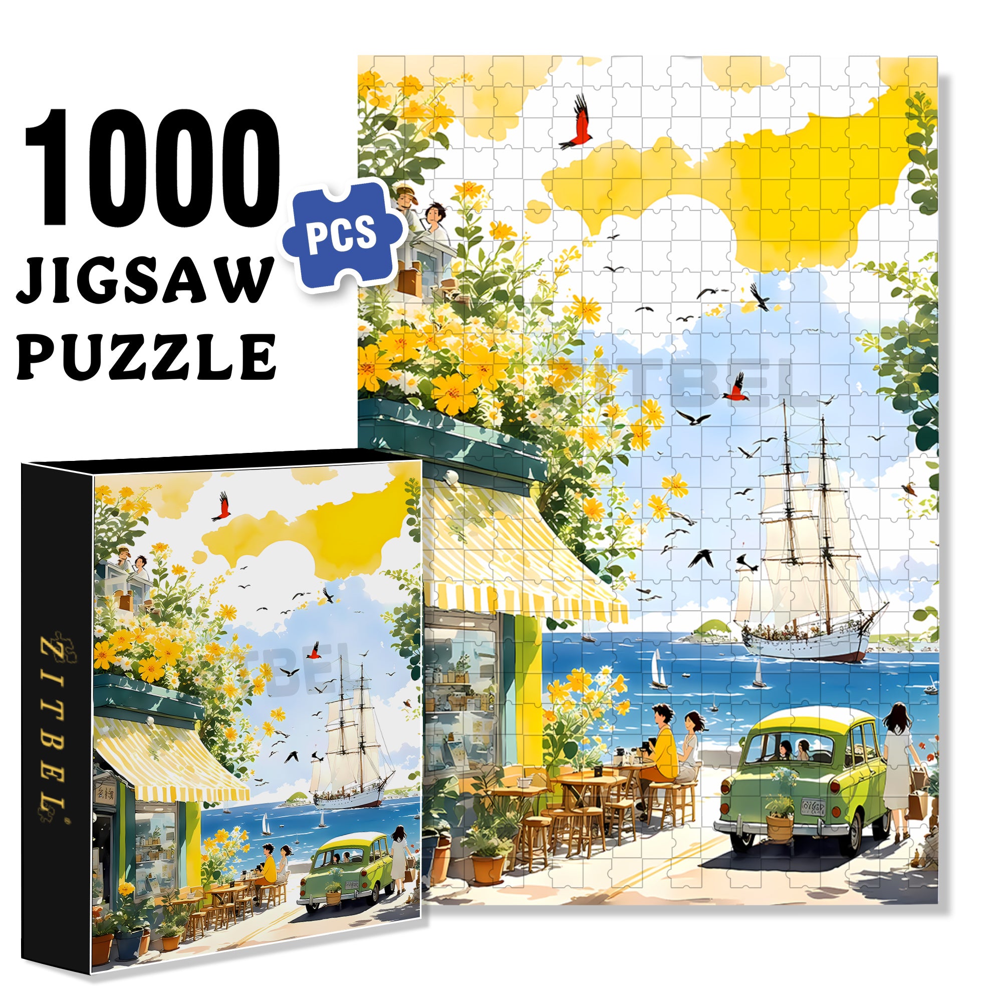 Set Sail 500pcs/1000pcs Jigsaw Puzzle, Scratch-Resistant, Interactive Family Game & Brain-Boosting DIY Decor, Perfect for Halloween, Christmas & New Year Gifts, Family Puzzle Game