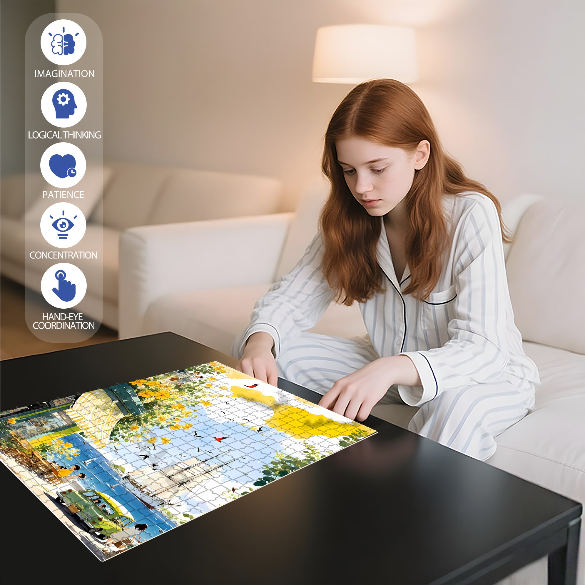 Set Sail 500pcs/1000pcs Jigsaw Puzzle, Scratch-Resistant, Interactive Family Game & Brain-Boosting DIY Decor, Perfect for Halloween, Christmas & New Year Gifts, Family Puzzle Game