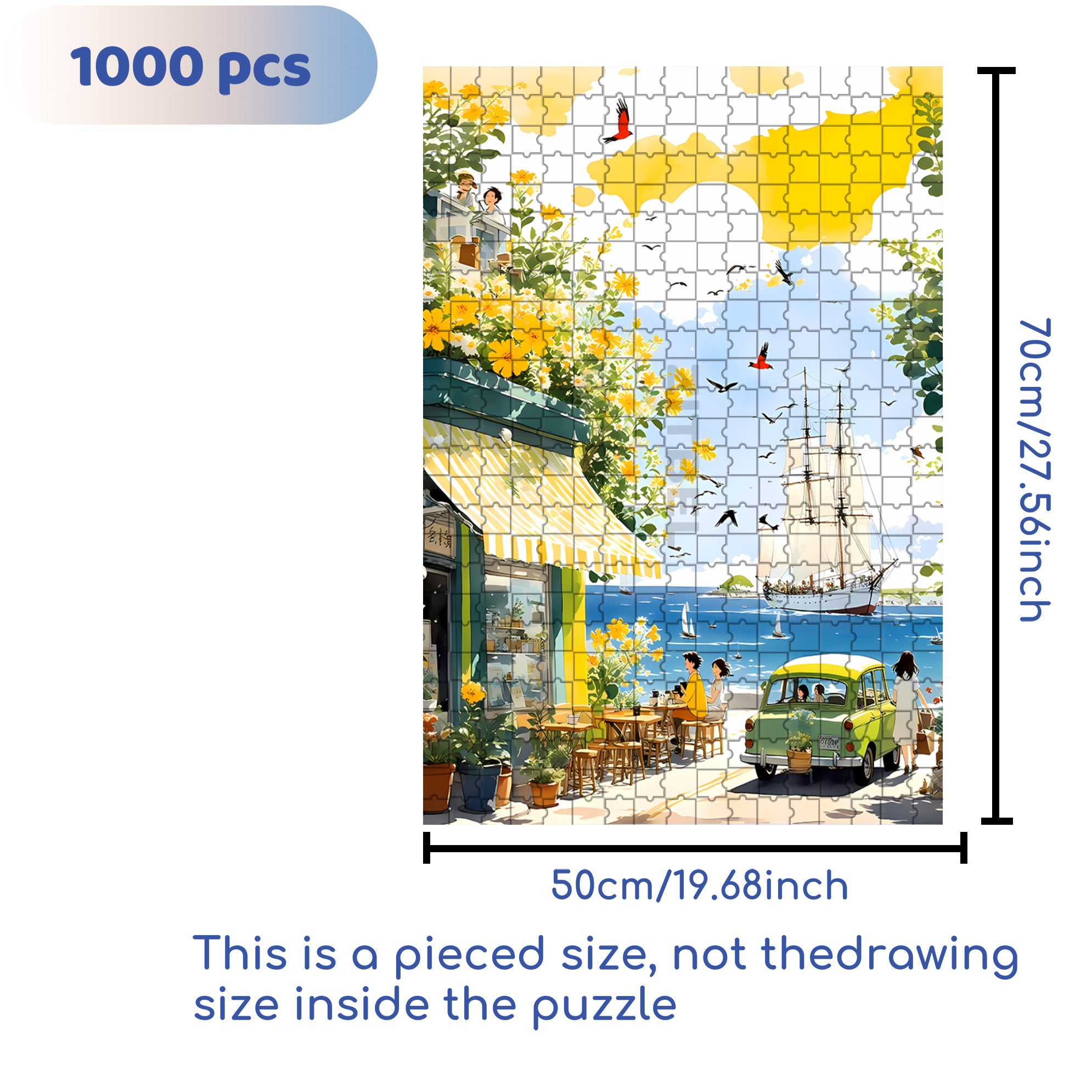 Set Sail 500pcs/1000pcs Jigsaw Puzzle, Scratch-Resistant, Interactive Family Game & Brain-Boosting DIY Decor, Perfect for Halloween, Christmas & New Year Gifts, Family Puzzle Game