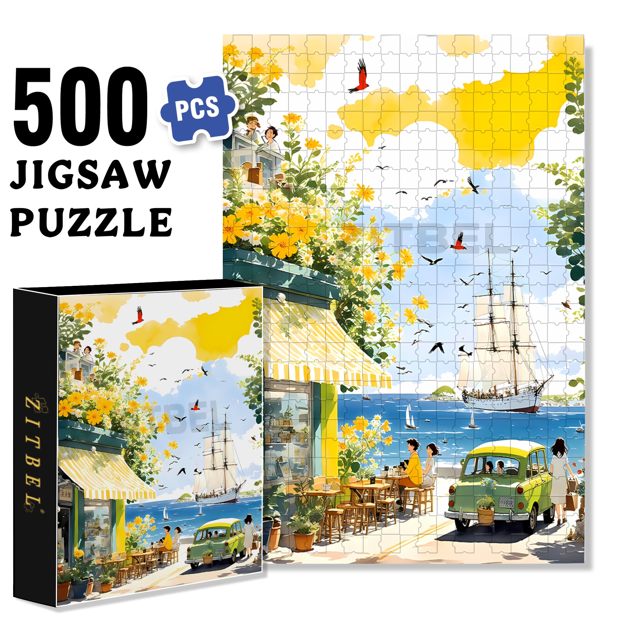 Set Sail 500pcs/1000pcs Jigsaw Puzzle, Scratch-Resistant, Interactive Family Game & Brain-Boosting DIY Decor, Perfect for Halloween, Christmas & New Year Gifts, Family Puzzle Game