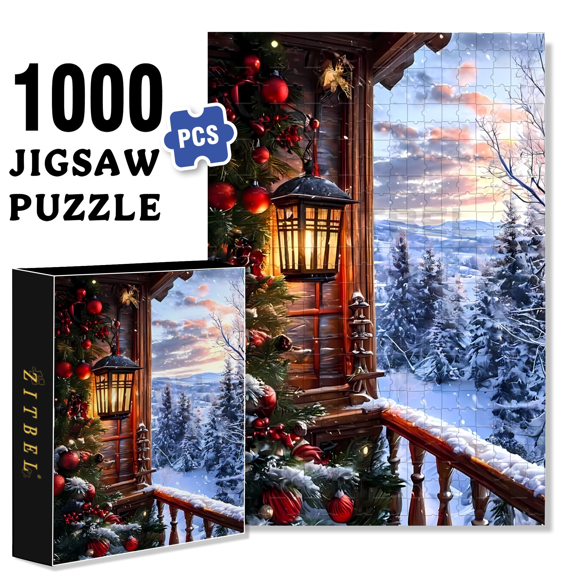Snow Scene 500pcs/1000pcs Jigsaw Puzzle, Scratch-Resistant, Interactive Family Game & Brain-Boosting DIY Decor, Perfect for Halloween, Christmas & New Year Gifts, Family Puzzle Game