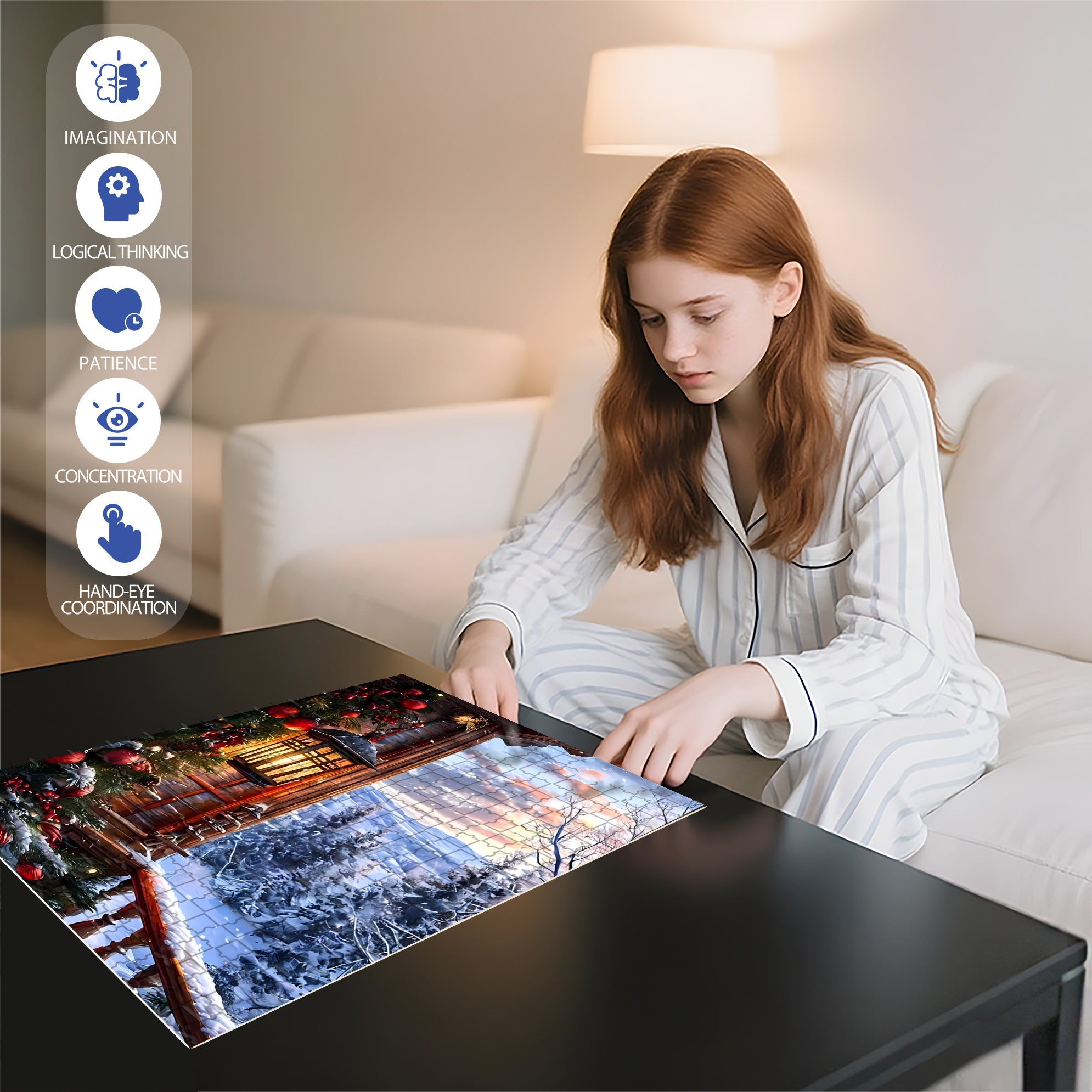 Snow Scene 500pcs/1000pcs Jigsaw Puzzle, Scratch-Resistant, Interactive Family Game & Brain-Boosting DIY Decor, Perfect for Halloween, Christmas & New Year Gifts, Family Puzzle Game