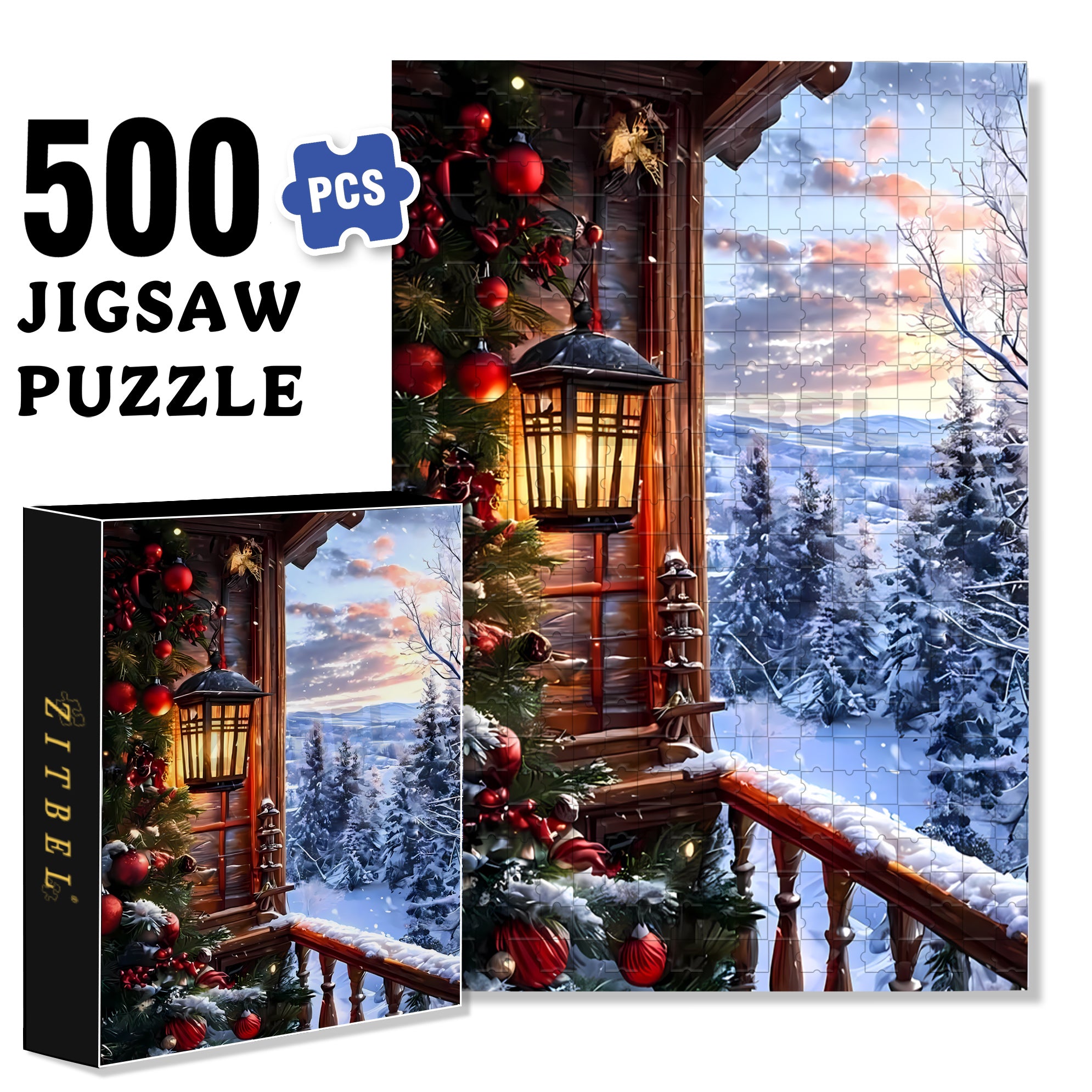 Snow Scene 500pcs/1000pcs Jigsaw Puzzle, Scratch-Resistant, Interactive Family Game & Brain-Boosting DIY Decor, Perfect for Halloween, Christmas & New Year Gifts, Family Puzzle Game