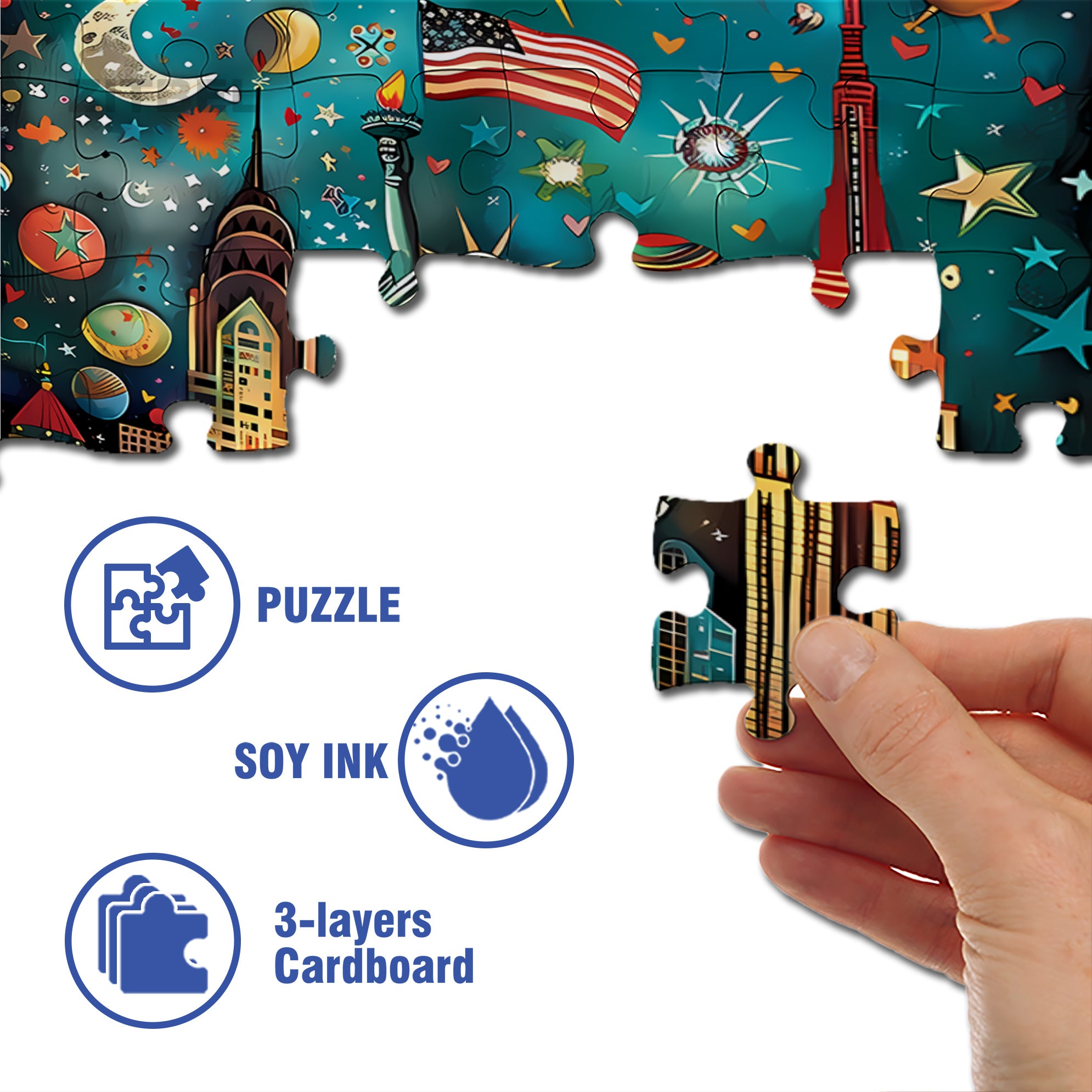 Statue of Liberty 500pcs/1000pcs Jigsaw Puzzle, Scratch-Resistant, Interactive Family Game & Brain-Boosting DIY Decor, Perfect for Halloween, Christmas & New Year Gifts, Family Puzzle Game