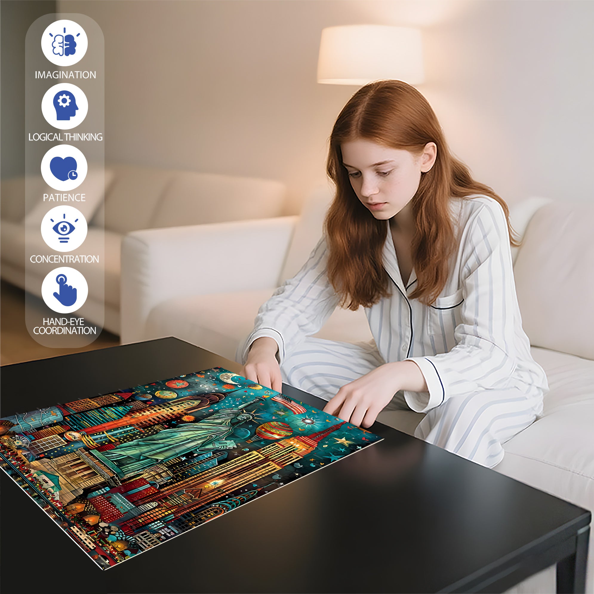 Statue of Liberty 500pcs/1000pcs Jigsaw Puzzle, Scratch-Resistant, Interactive Family Game & Brain-Boosting DIY Decor, Perfect for Halloween, Christmas & New Year Gifts, Family Puzzle Game