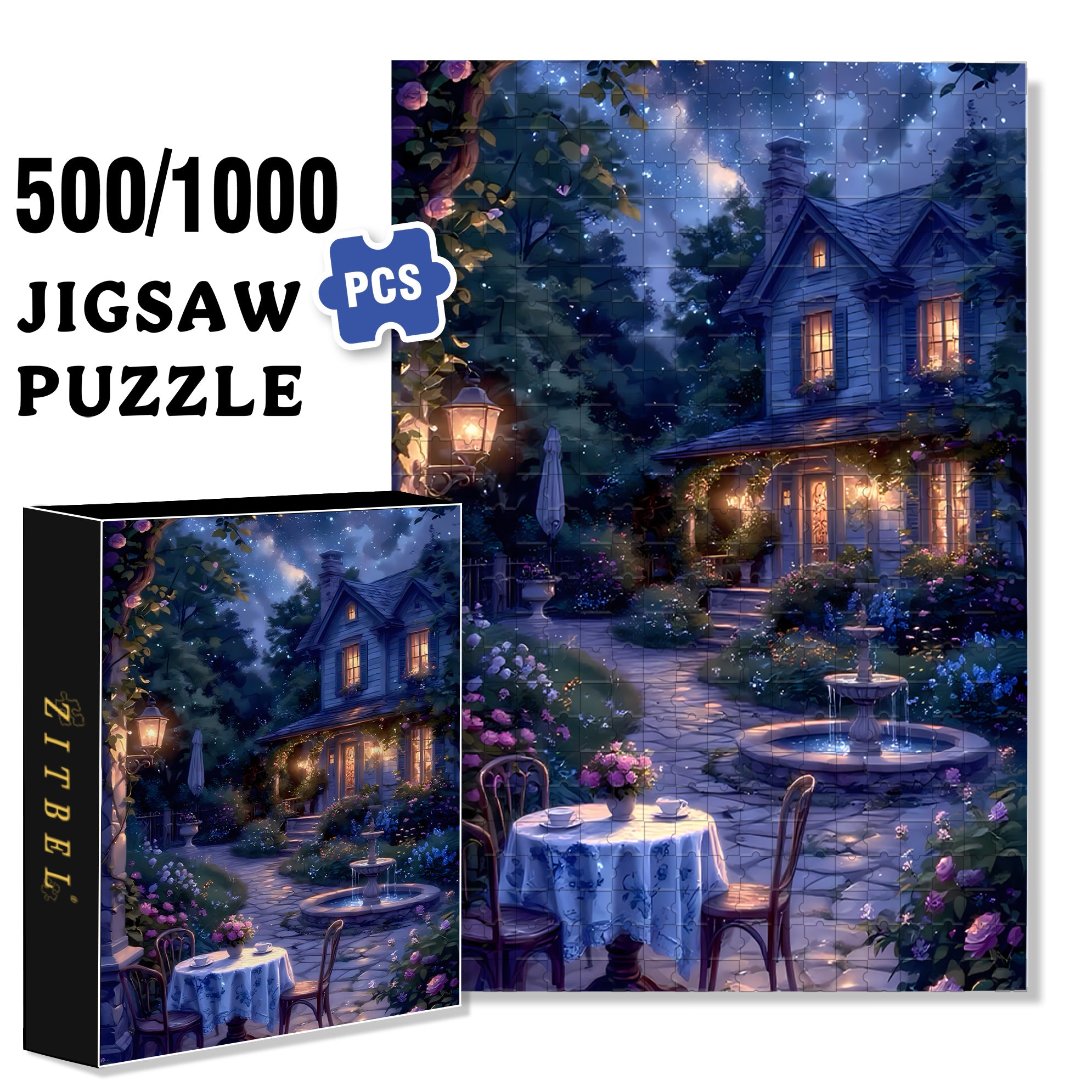 Summer Night 500pcs/1000pcs Jigsaw Puzzle, Scratch-Resistant, Interactive Family Game & Brain-Boosting DIY Decor, Perfect for Halloween, Christmas & New Year Gifts, Family Puzzle Game