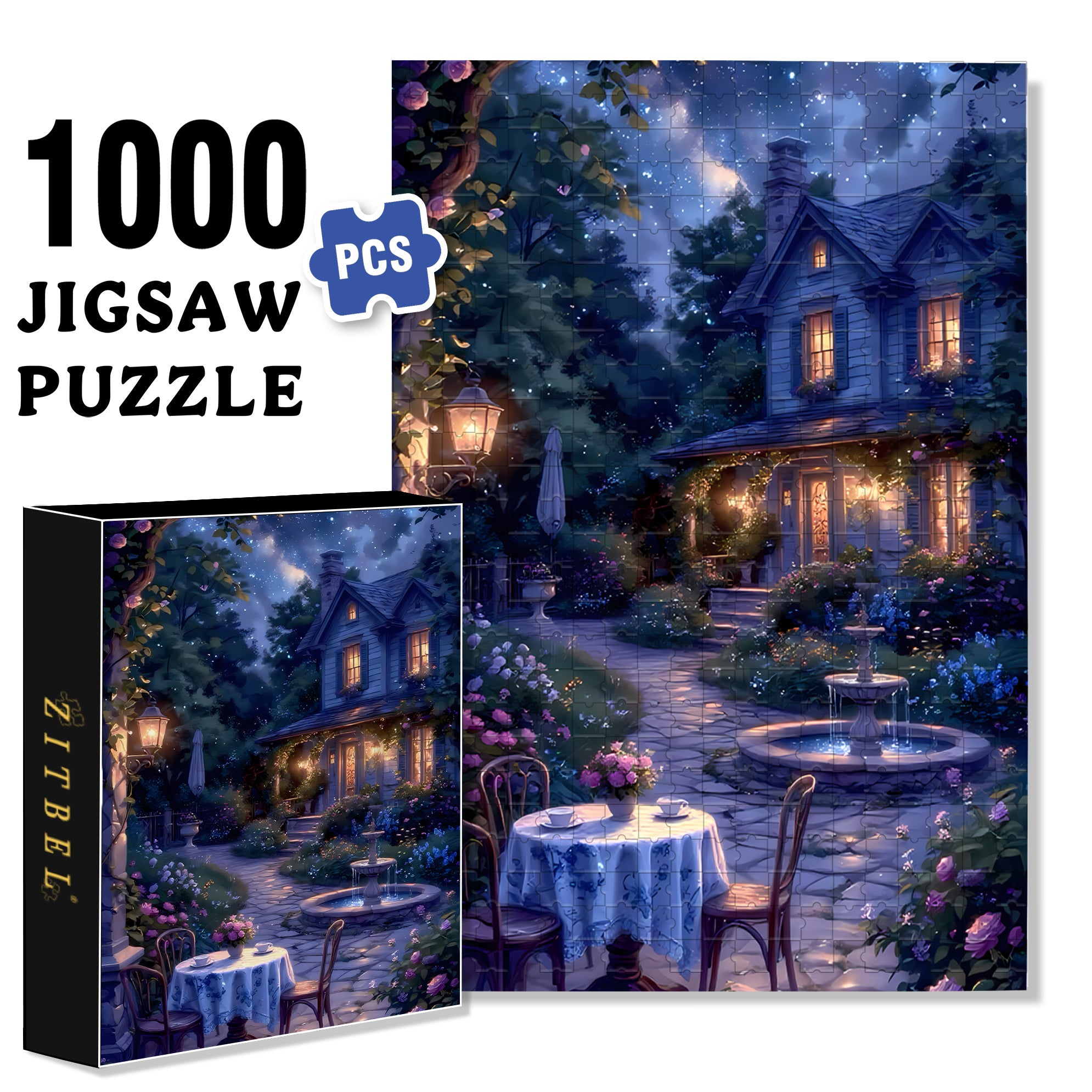 Summer Night 500pcs/1000pcs Jigsaw Puzzle, Scratch-Resistant, Interactive Family Game & Brain-Boosting DIY Decor, Perfect for Halloween, Christmas & New Year Gifts, Family Puzzle Game