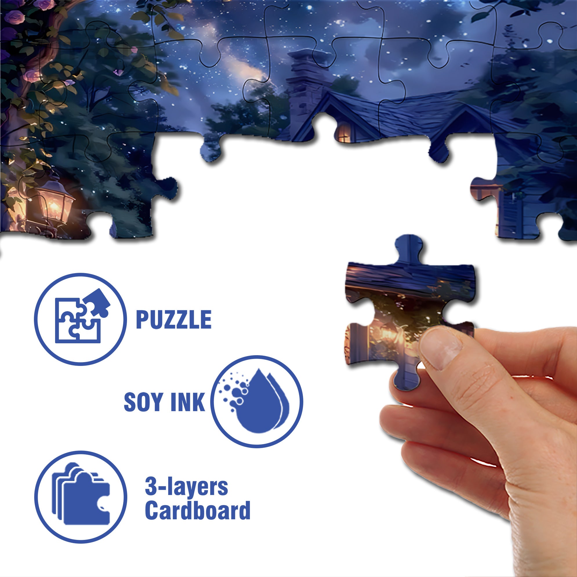 Summer Night 500pcs/1000pcs Jigsaw Puzzle, Scratch-Resistant, Interactive Family Game & Brain-Boosting DIY Decor, Perfect for Halloween, Christmas & New Year Gifts, Family Puzzle Game