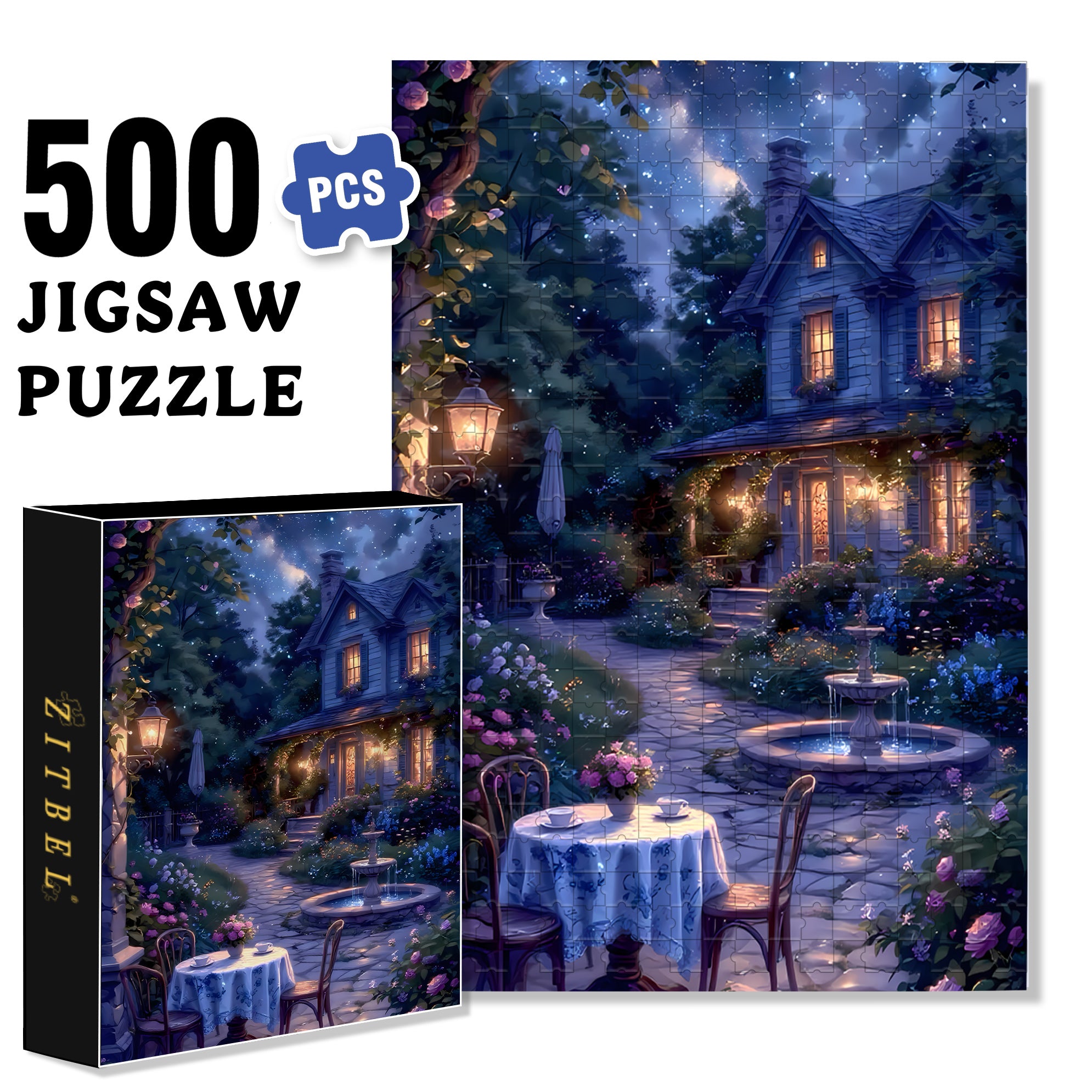 Summer Night 500pcs/1000pcs Jigsaw Puzzle, Scratch-Resistant, Interactive Family Game & Brain-Boosting DIY Decor, Perfect for Halloween, Christmas & New Year Gifts, Family Puzzle Game