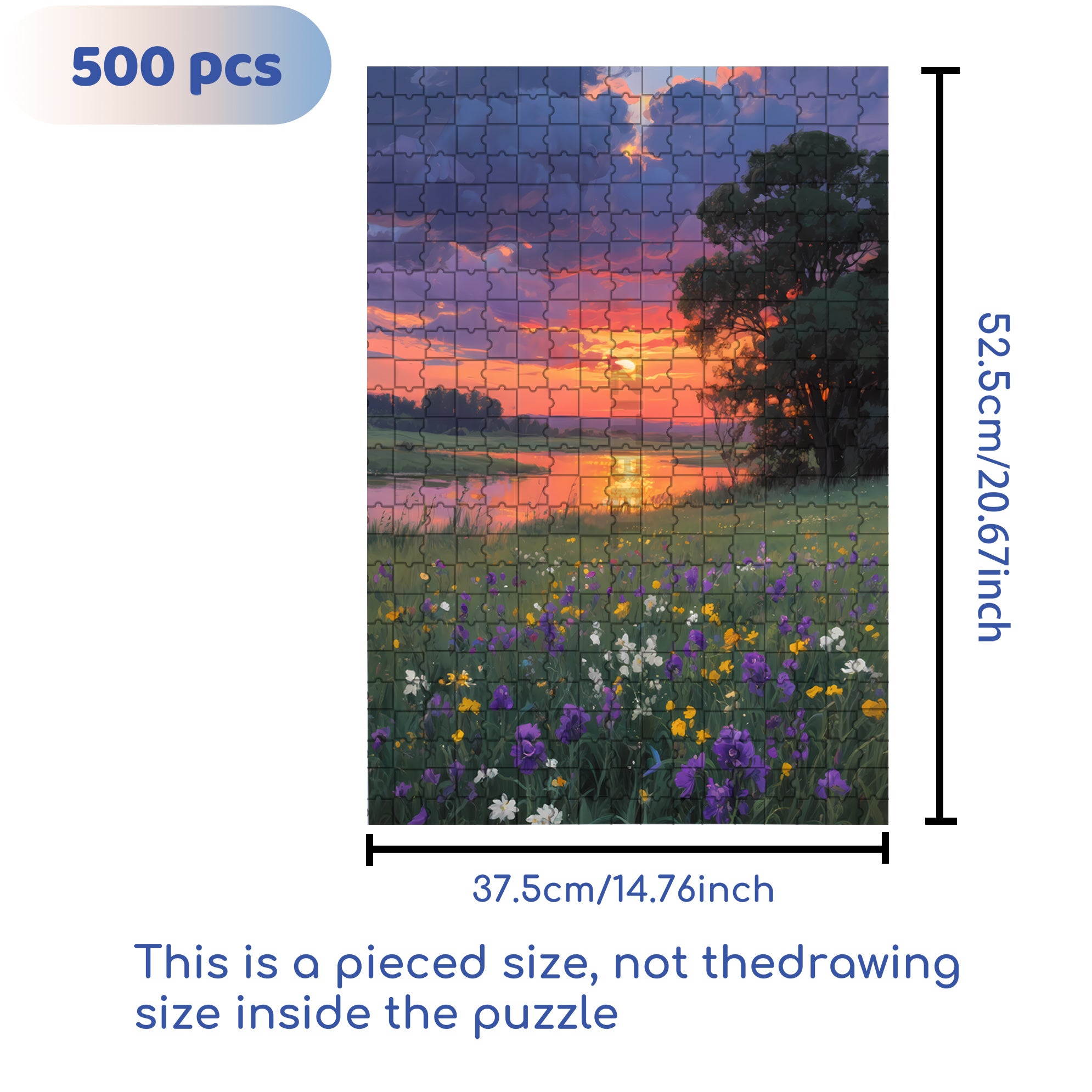 Summer Sunset 500pcs/1000pcs Jigsaw Puzzle, Scratch-Resistant, Interactive Family Game & Brain-Boosting DIY Decor, Perfect for Halloween, Christmas & New Year Gifts, Family Puzzle Game