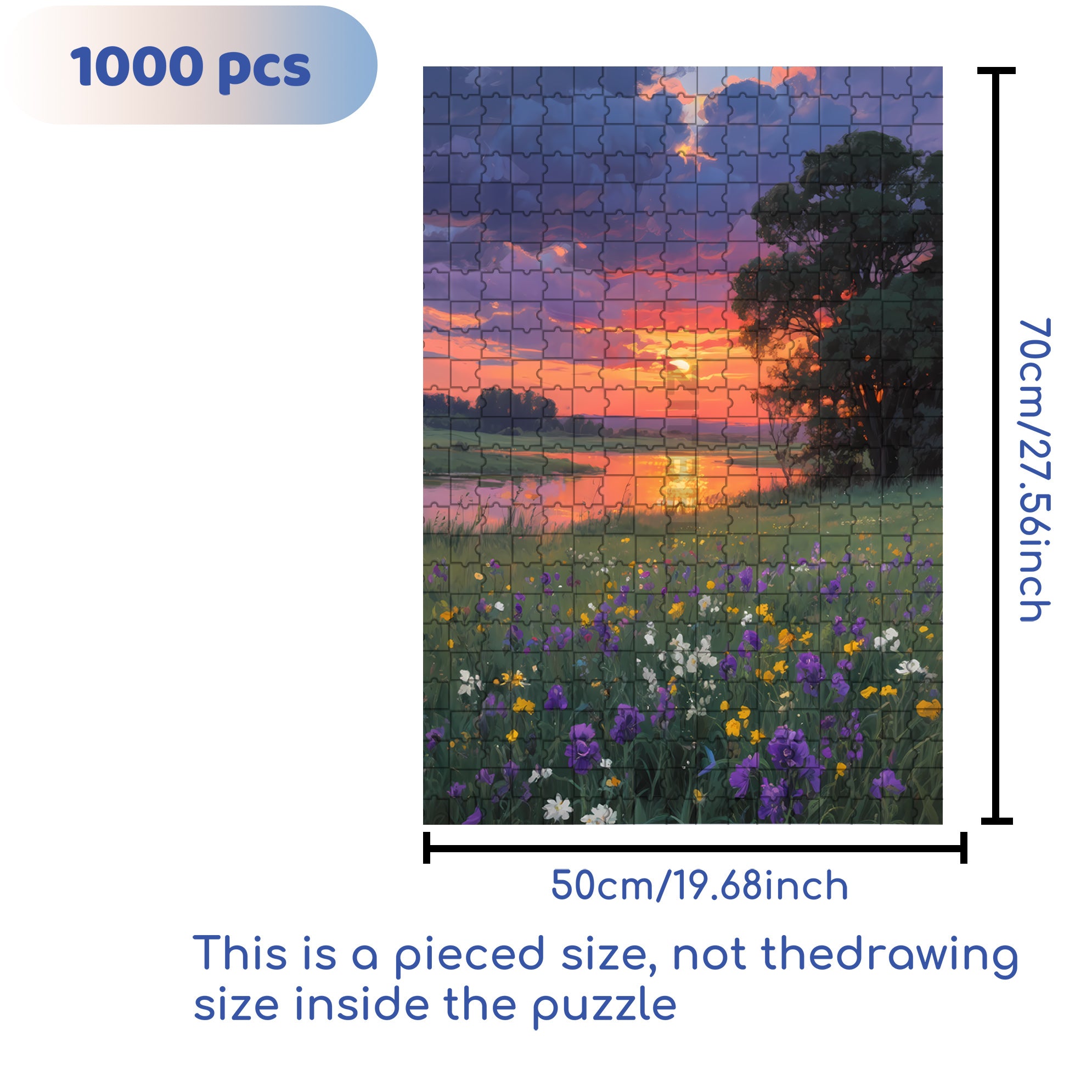 Summer Sunset 500pcs/1000pcs Jigsaw Puzzle, Scratch-Resistant, Interactive Family Game & Brain-Boosting DIY Decor, Perfect for Halloween, Christmas & New Year Gifts, Family Puzzle Game