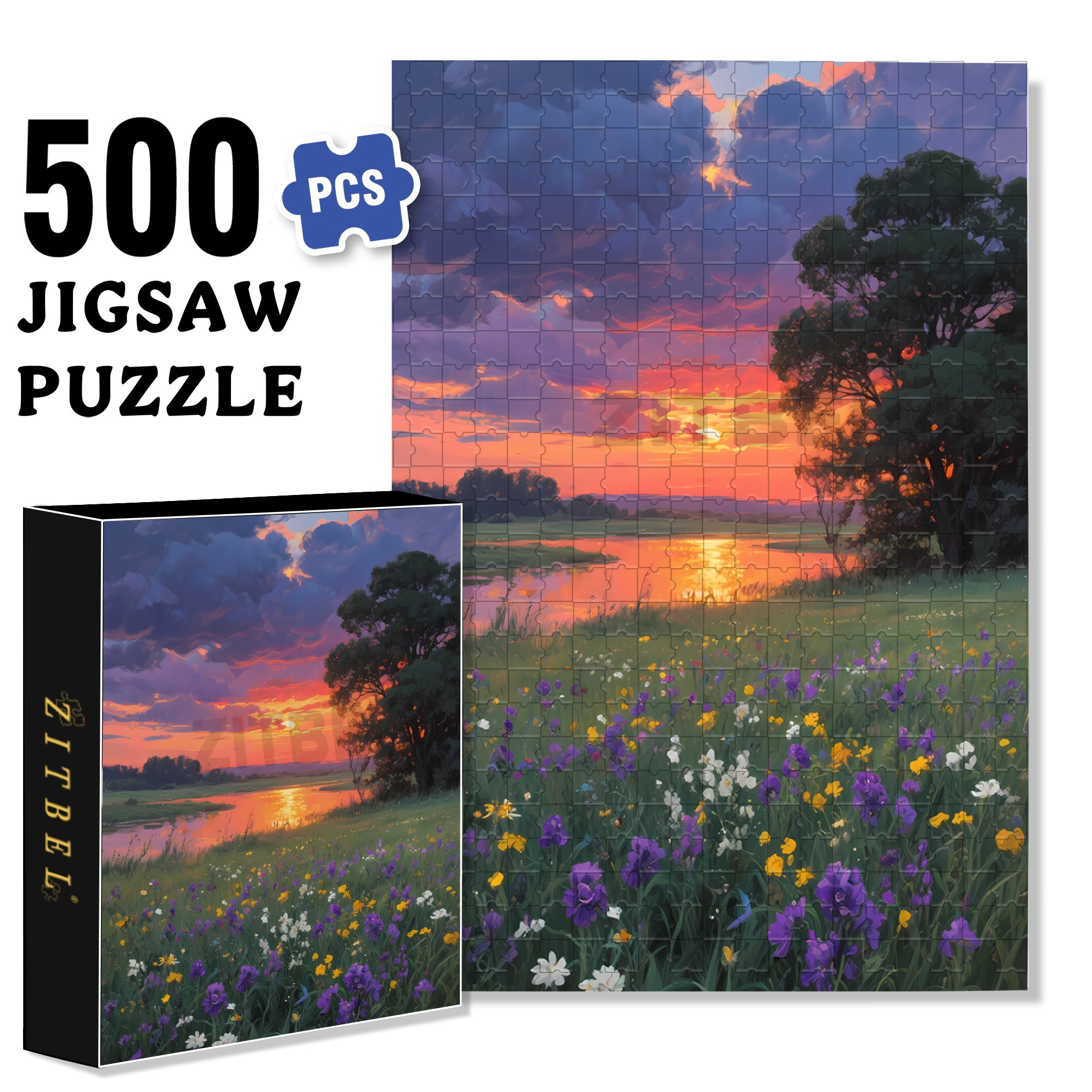 Summer Sunset 500pcs/1000pcs Jigsaw Puzzle, Scratch-Resistant, Interactive Family Game & Brain-Boosting DIY Decor, Perfect for Halloween, Christmas & New Year Gifts, Family Puzzle Game