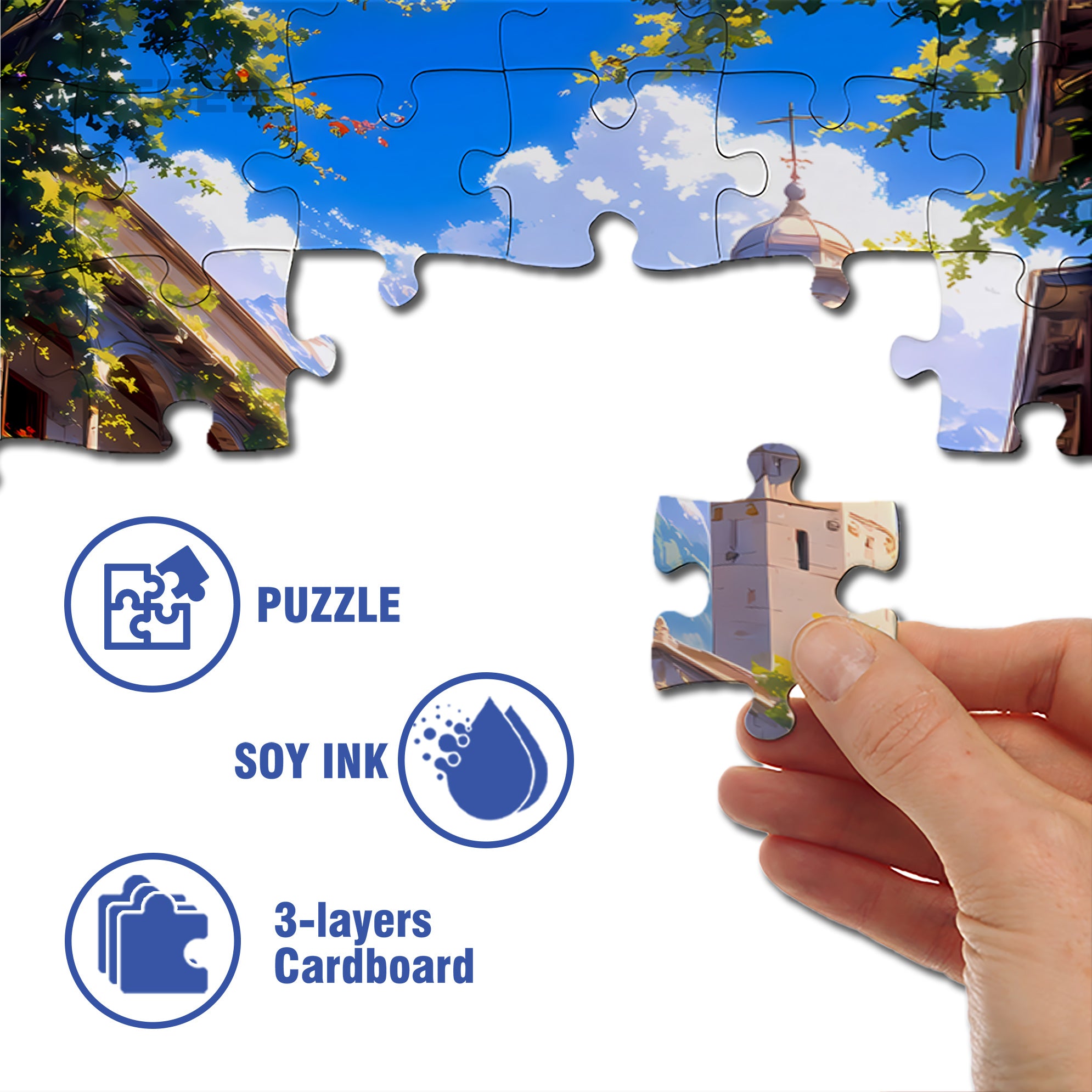 Sunken Plaza 500pcs/1000pcs Jigsaw Puzzle, Scratch-Resistant, Interactive Family Game & Brain-Boosting DIY Decor, Perfect for Halloween, Christmas & New Year Gifts, Family Puzzle Game